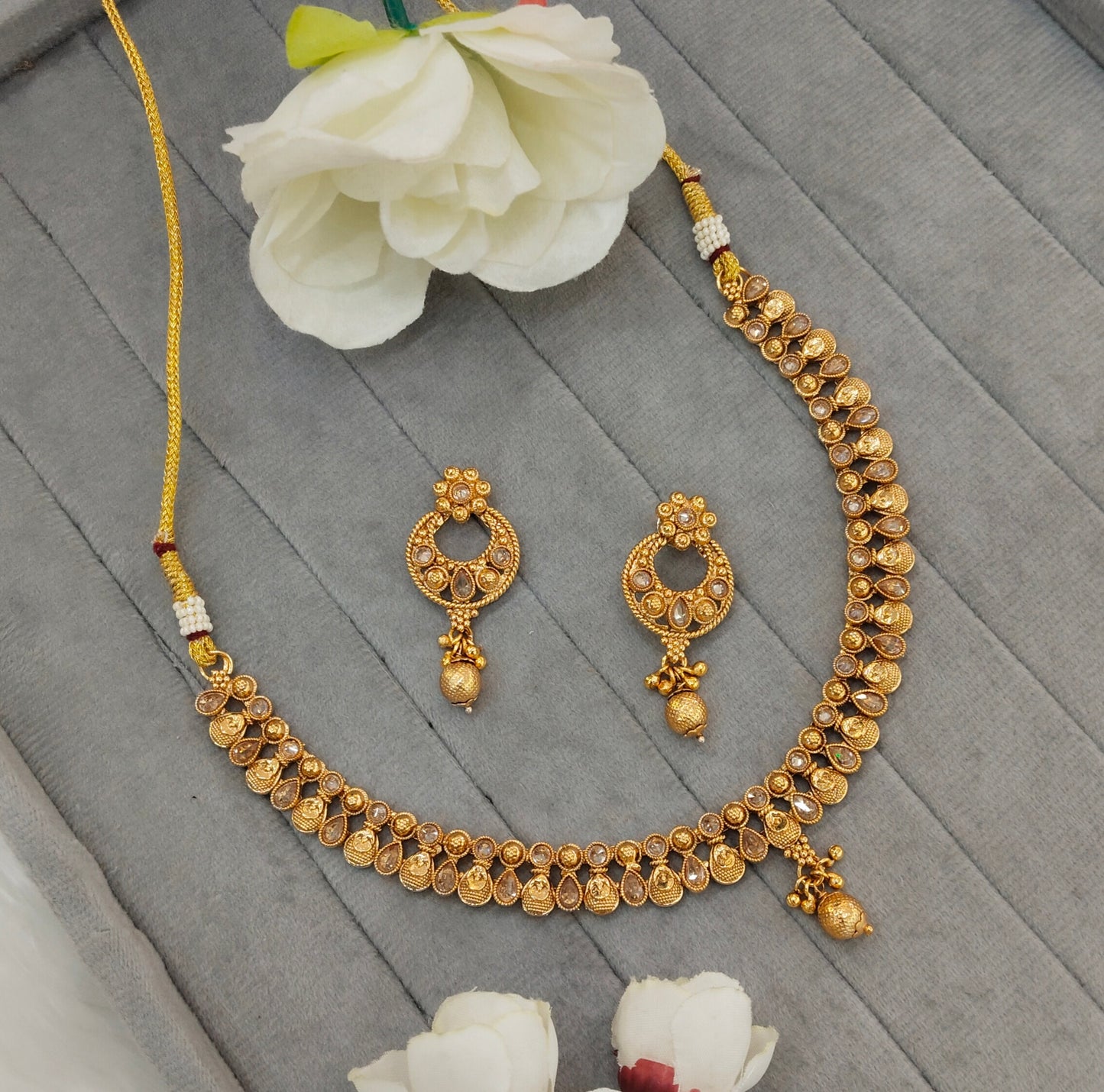 Gold Polki Necklace Jewellery Pawan Set