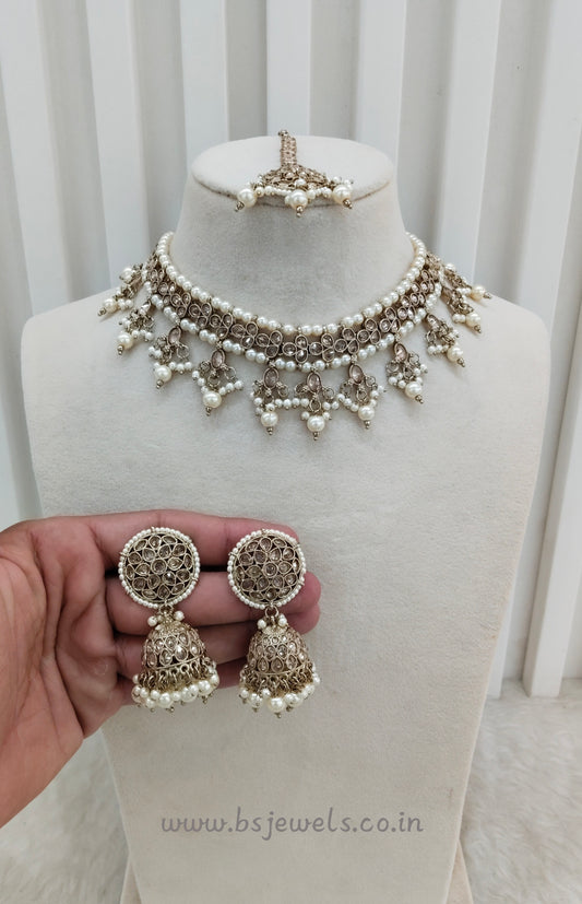 Antique Gold Necklace Jewellery Gurjot Set