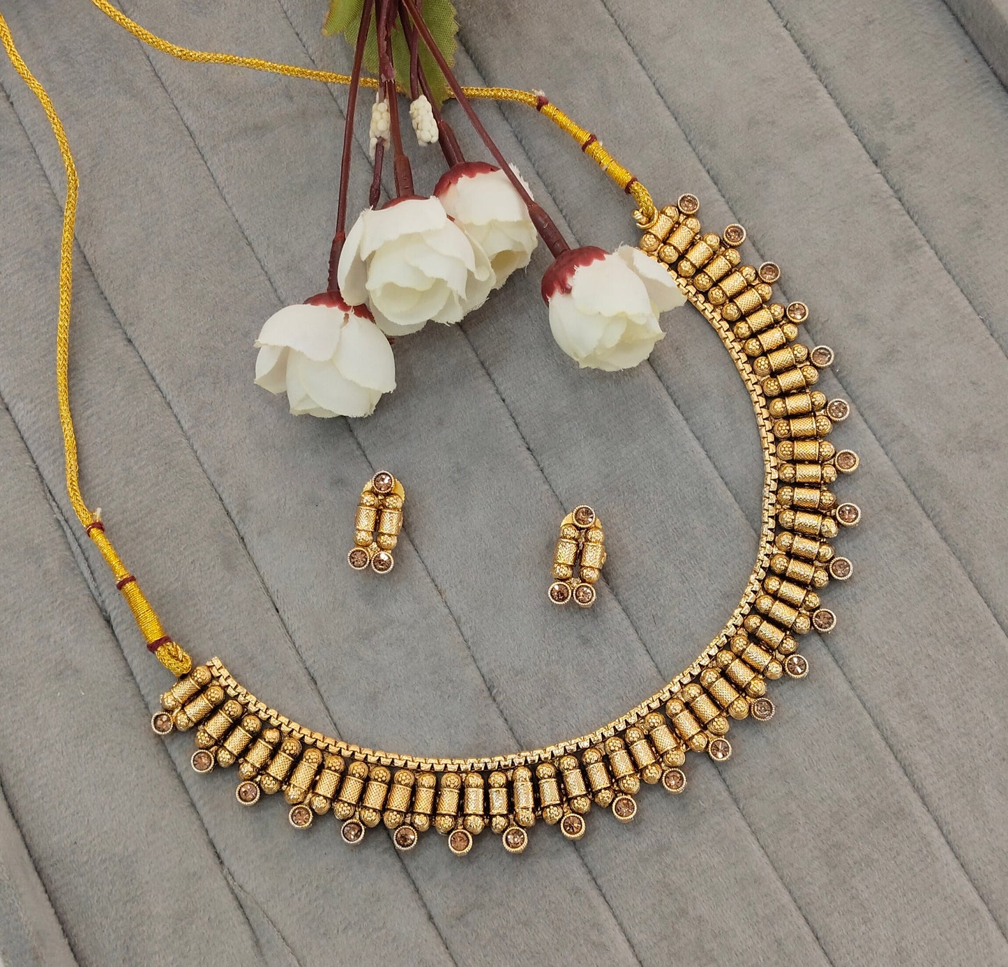 Gold Polki Necklace Jewellery Mulajam Set