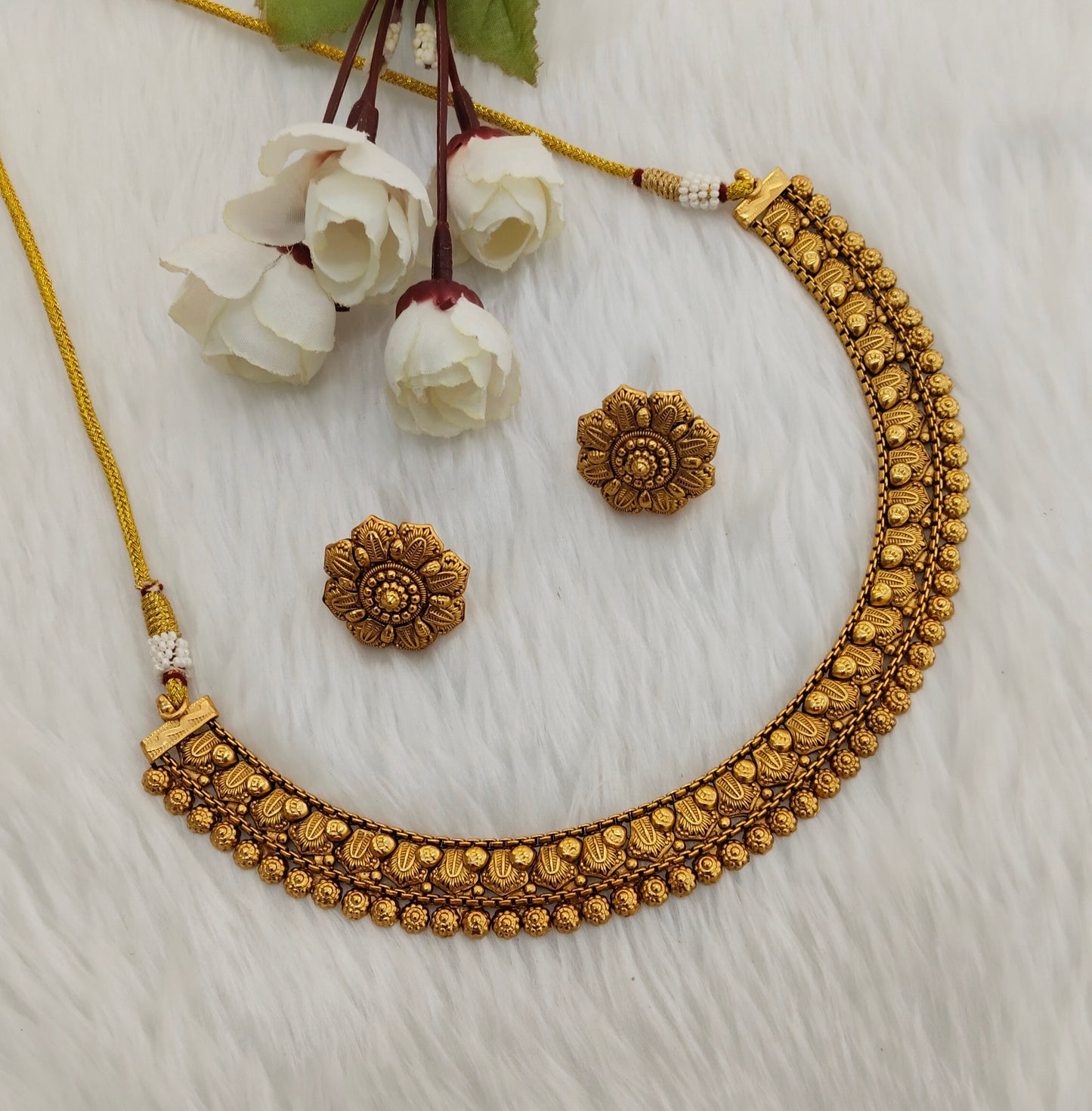 Gold Polki Necklace Jewellery Gurleen Set