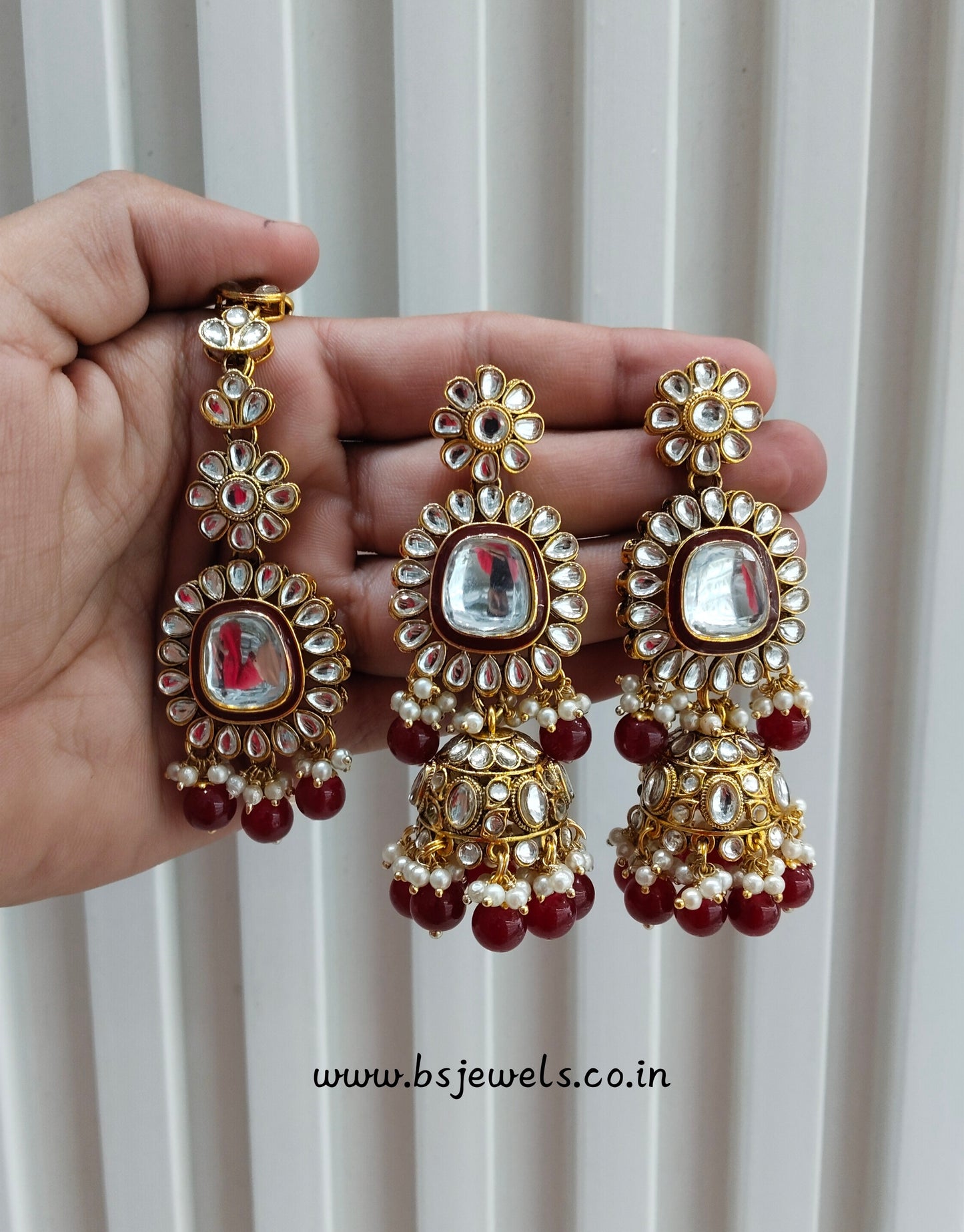 Ruby Gold Kundan Bollywood Rcb Earrings