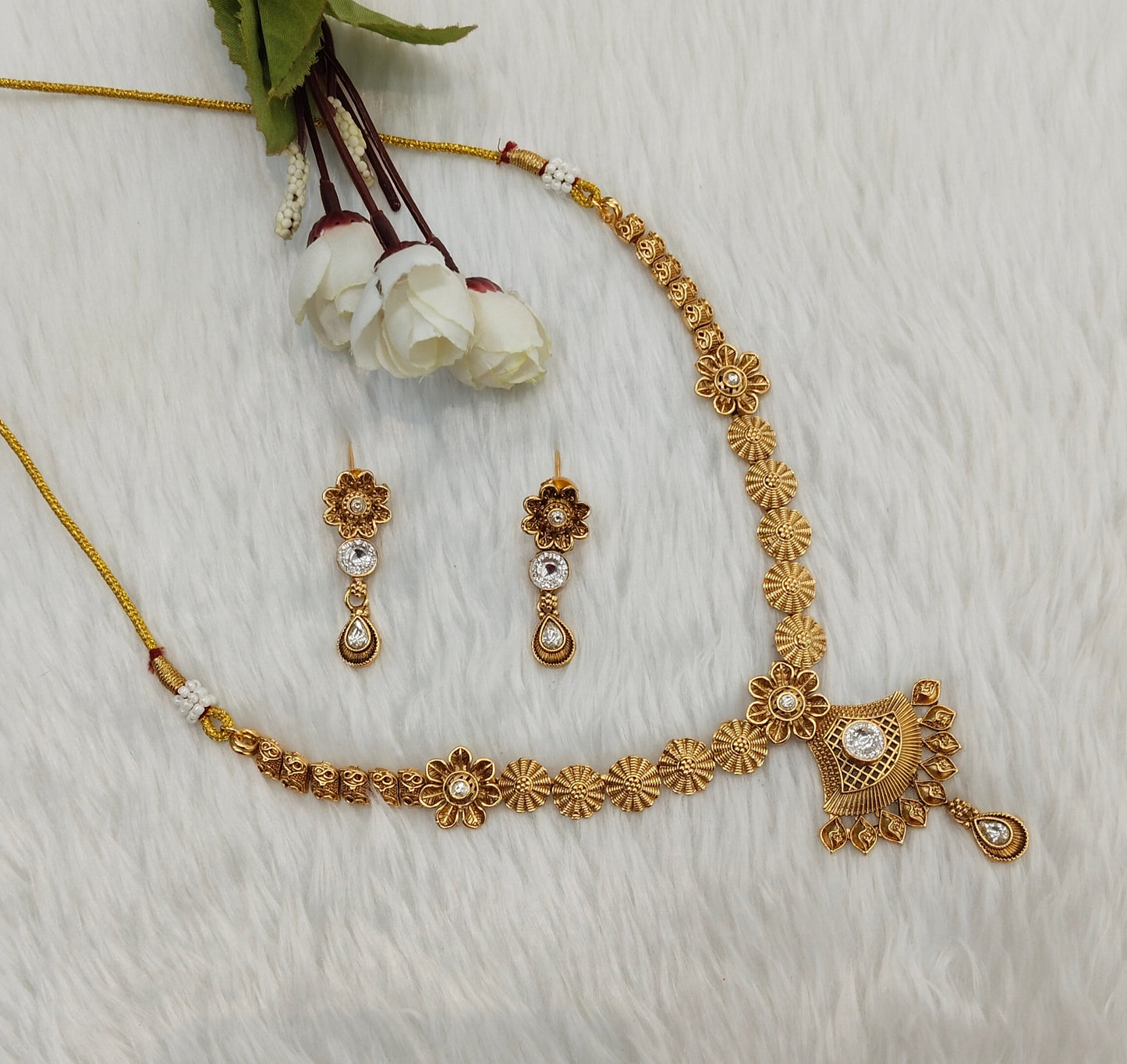 Gold Polki Necklace Jewellery Pawan Set