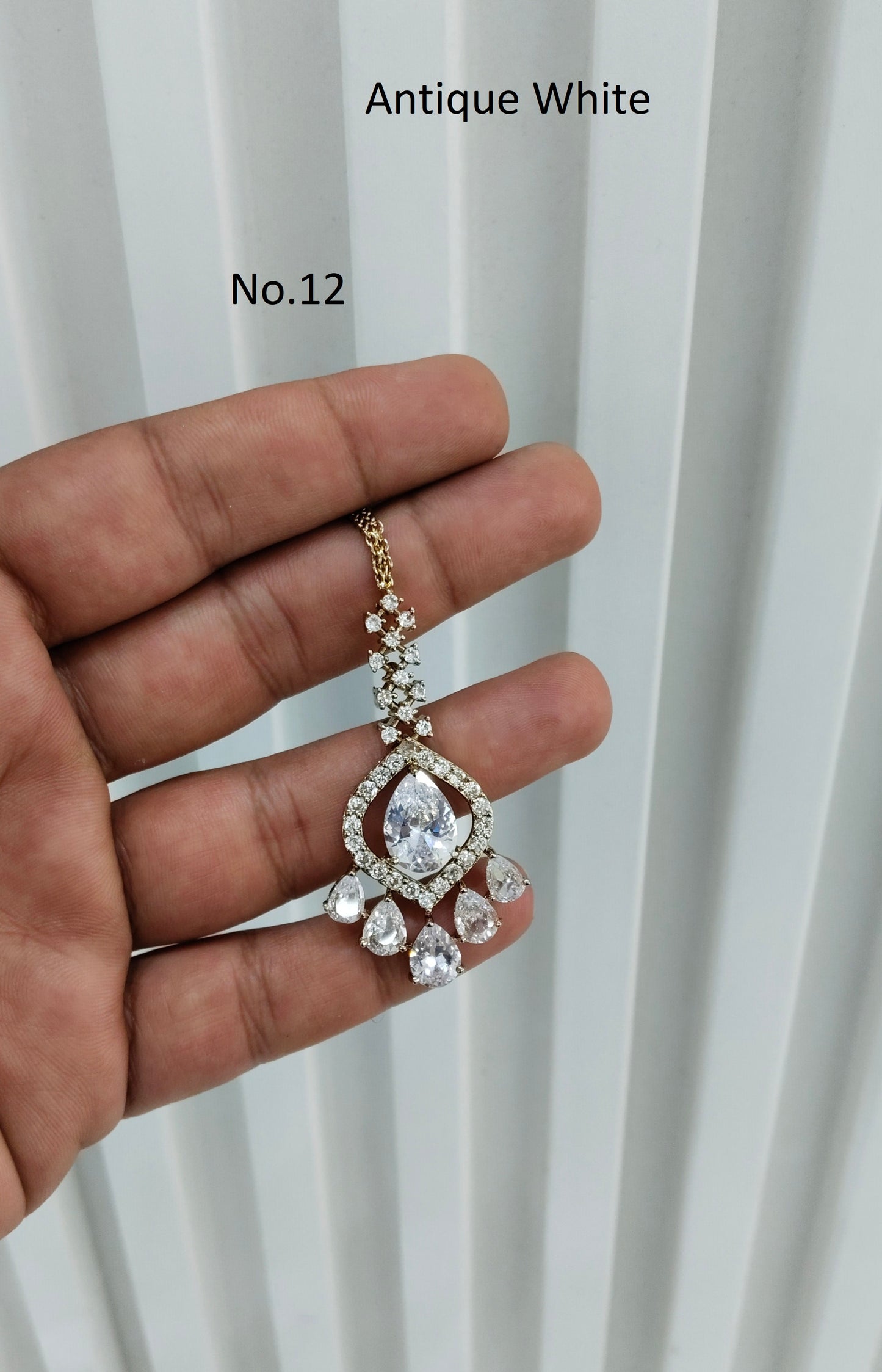 Antique Gold Cz Tikka Jewellery Headpiece Set