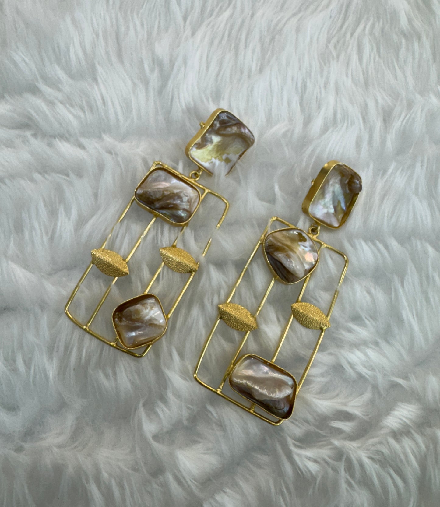 White Mother Of Pearl Bollywood Aarna Earrings