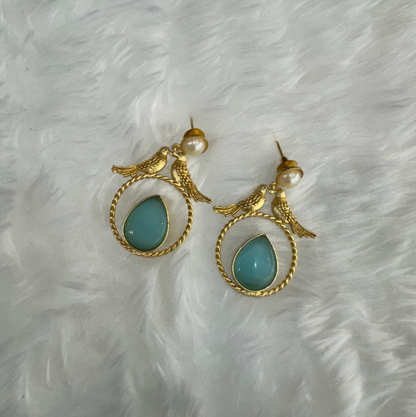 Sky Blue Mother Of Pearl Bollywood Aarna Earrings