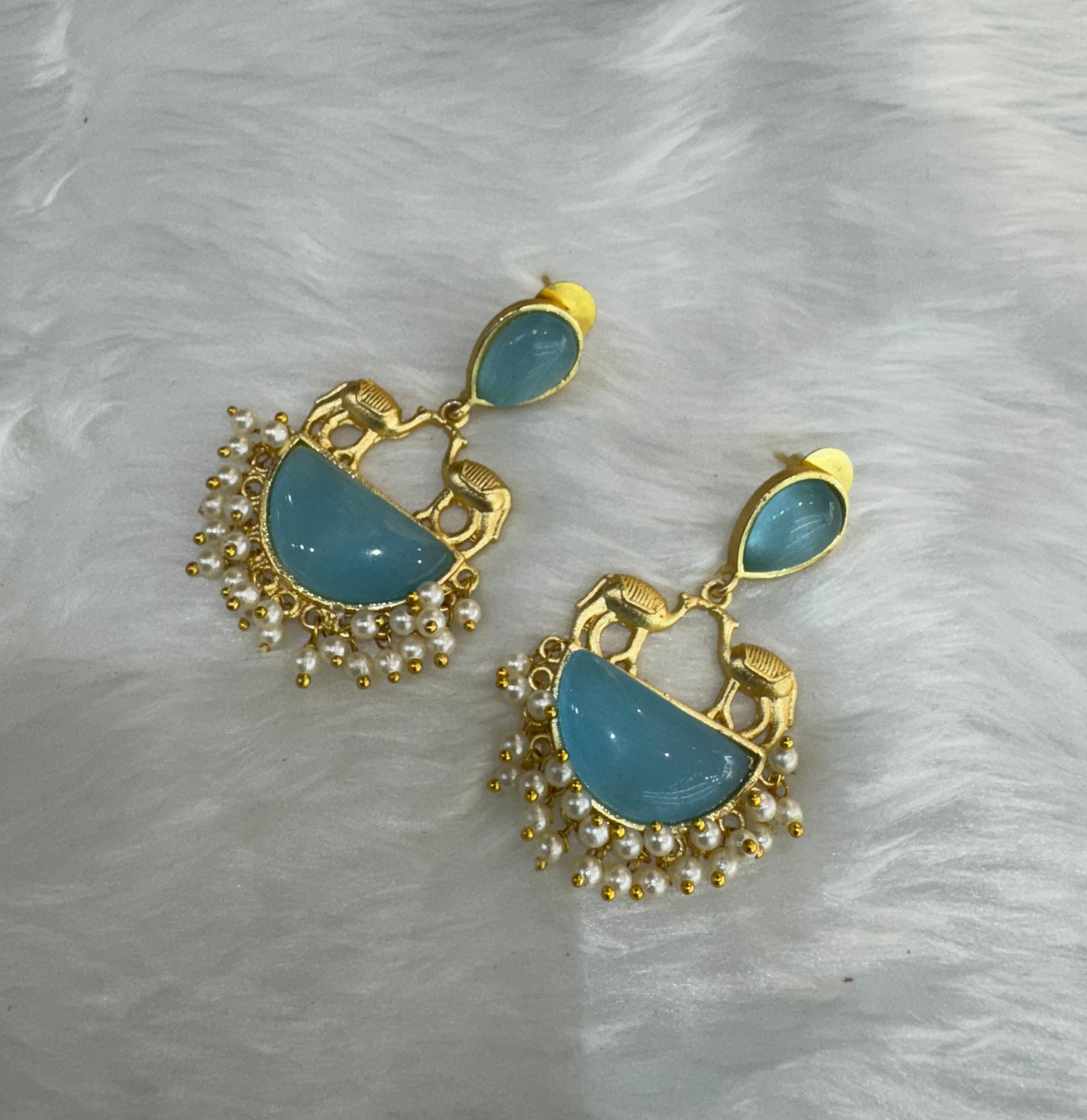 Sky Blue Mother Of Pearl Bollywood Aarna Earrings