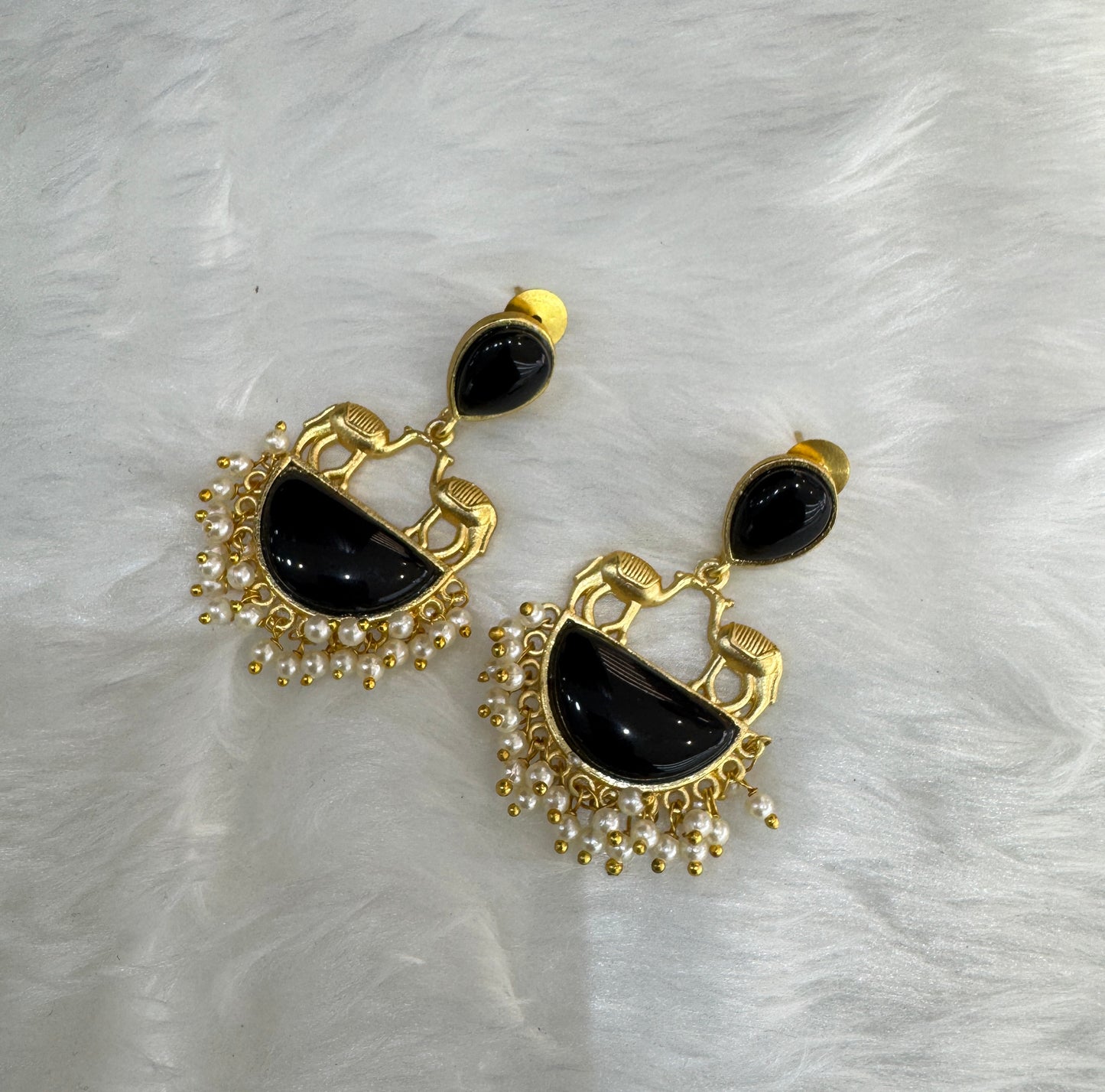 Black Mother Of Pearl Bollywood Aarna Earrings