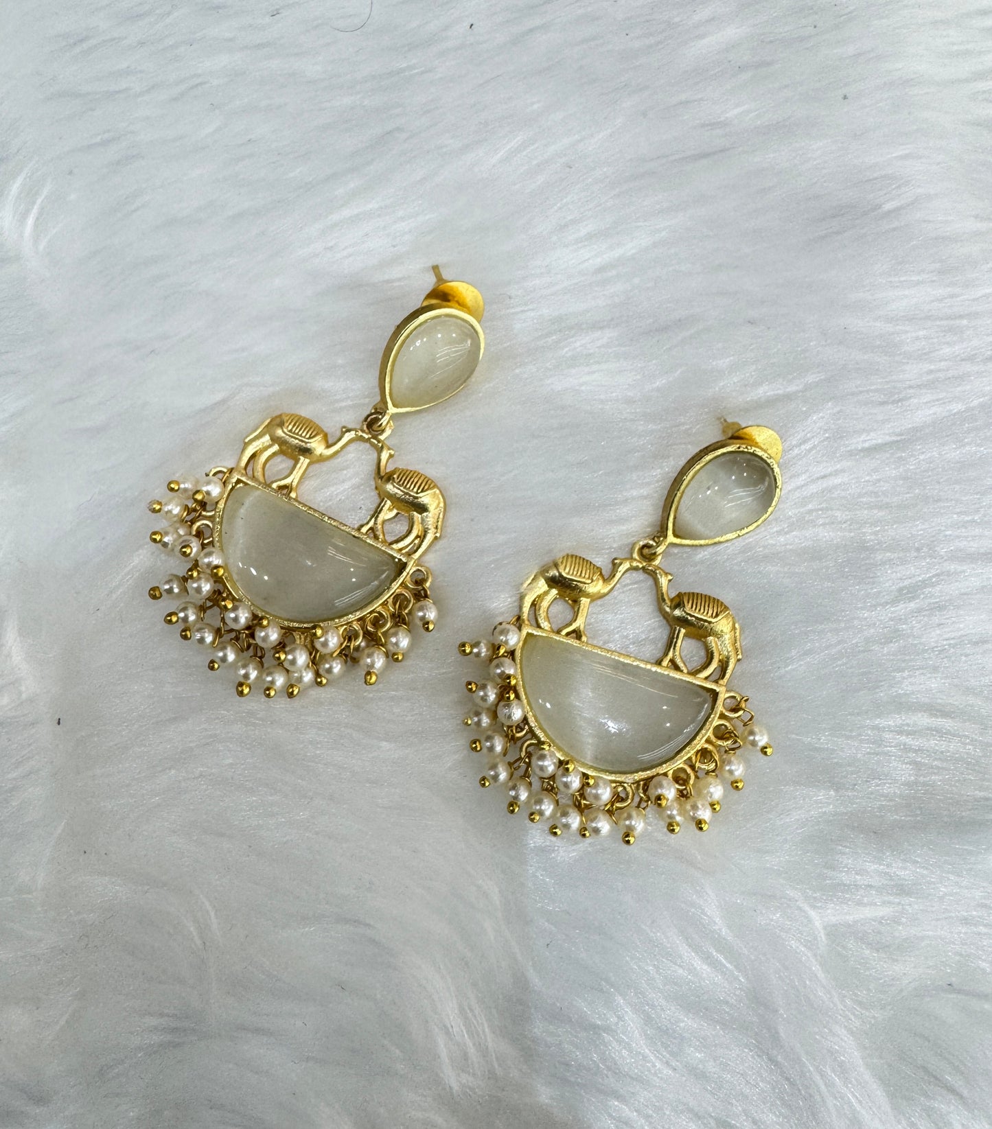 White Mother Of Pearl Bollywood Aarna Earrings