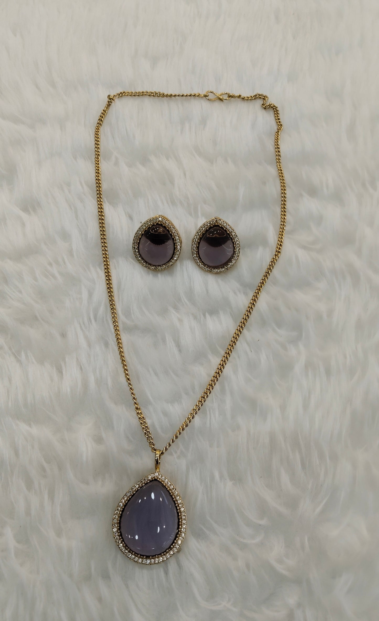 Purple Gold Moissanite Kundan Necklace Jewellery Avenger Chain Set