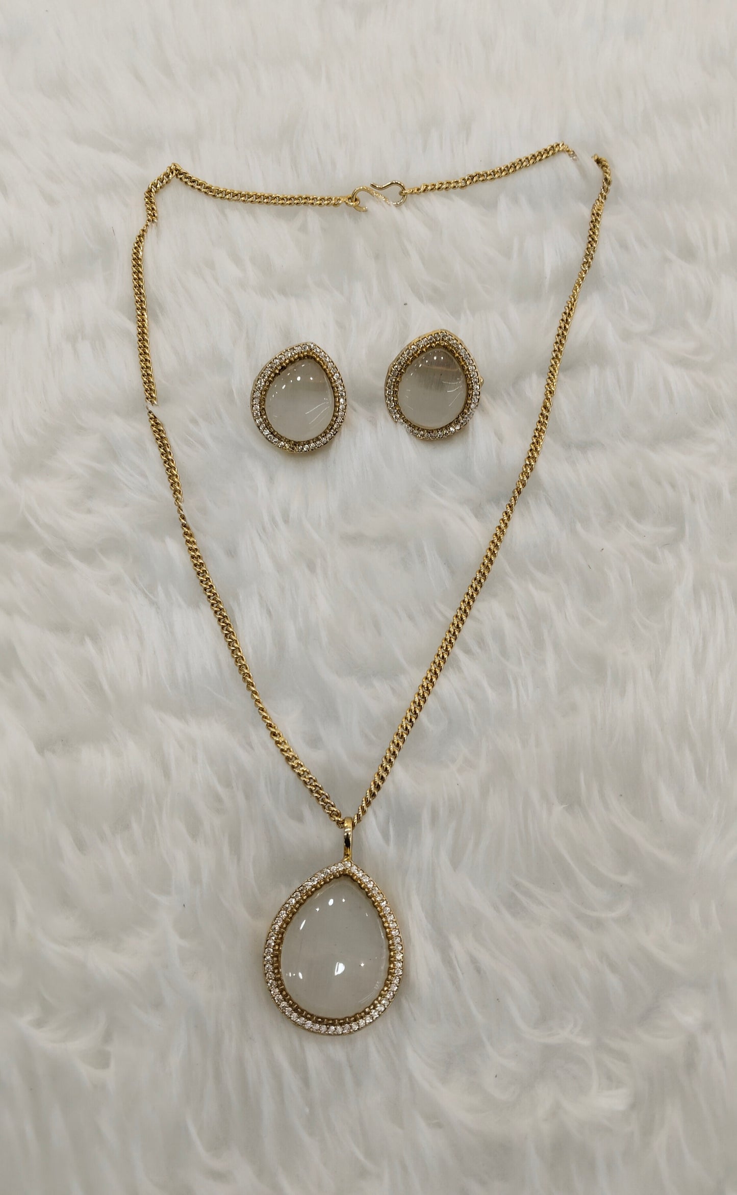 White Gold Moissanite Kundan Necklace Jewellery Avenger Chain Set