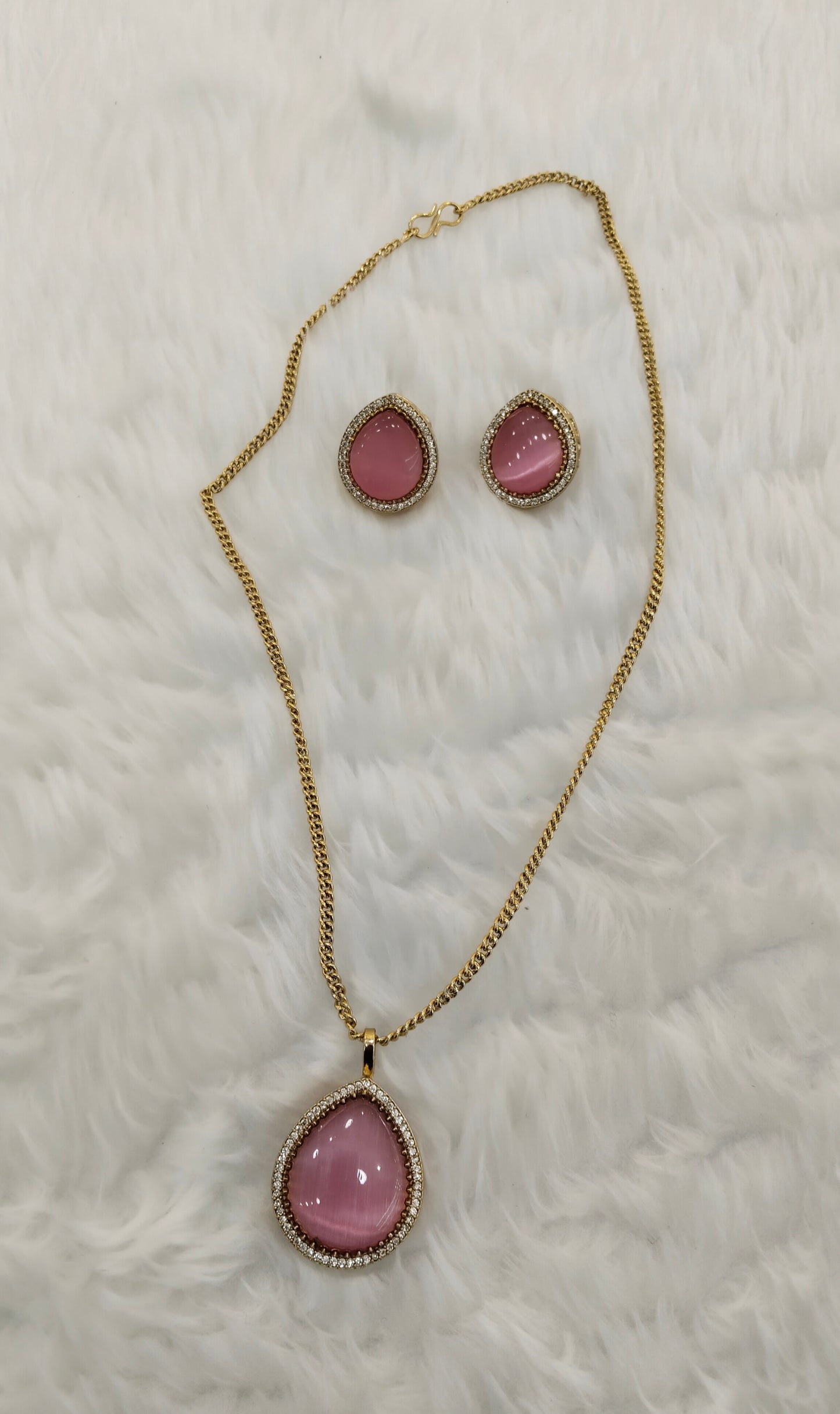 Pink Gold Moissanite Kundan Necklace Jewellery Avenger Chain Set