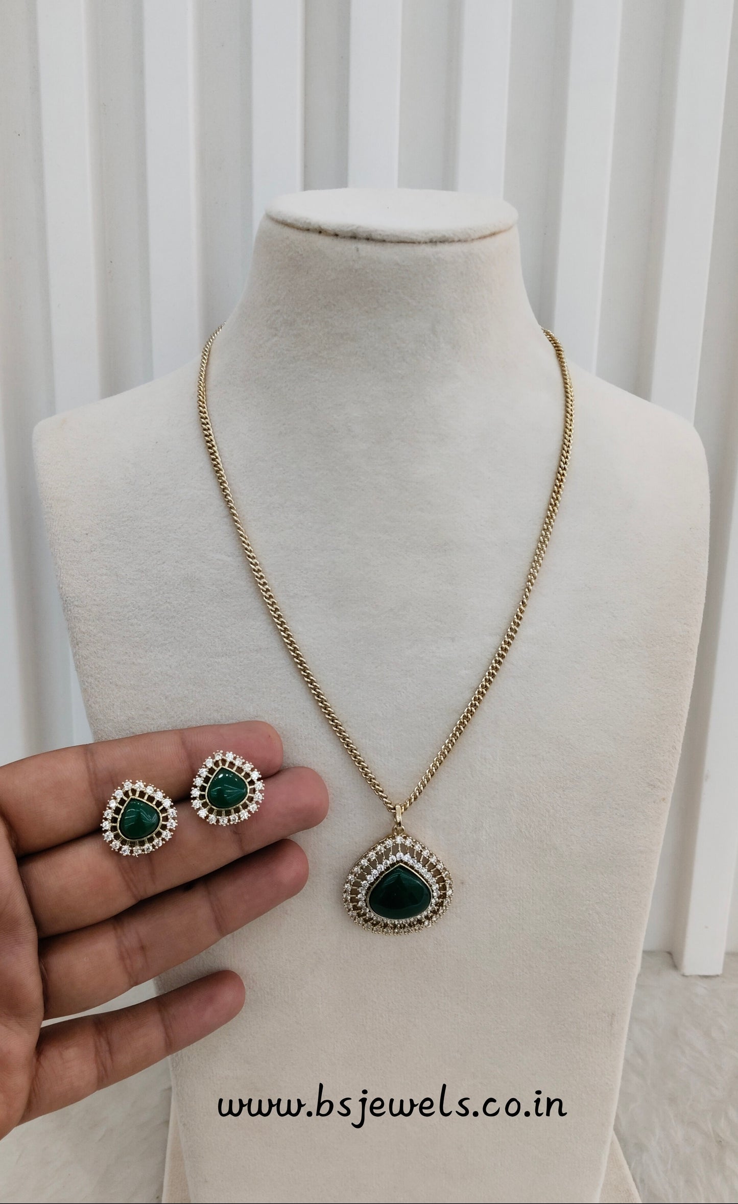 Green Gold Moissanite Kundan Necklace Jewellery Avenger Chain Set