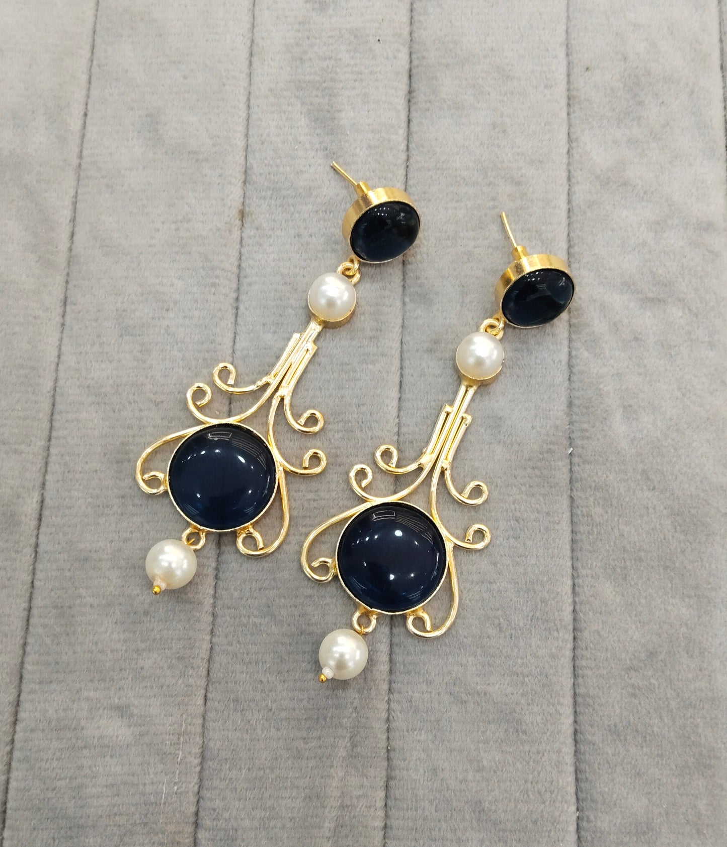 Blue Mother Of Pearl Bollywood Jombi Earrings