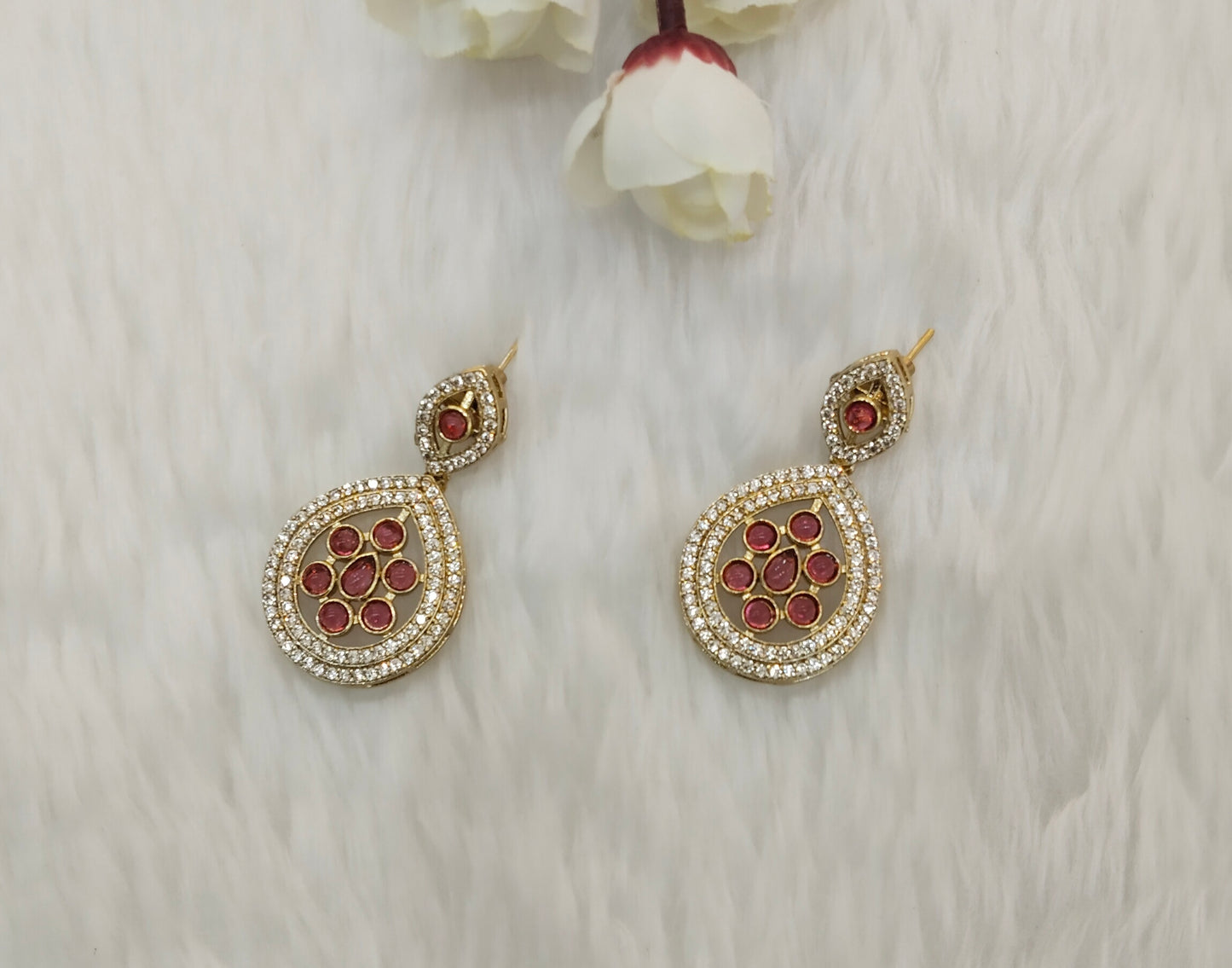 Ruby Moissanite Kundan Bollywood Jombi Earrings