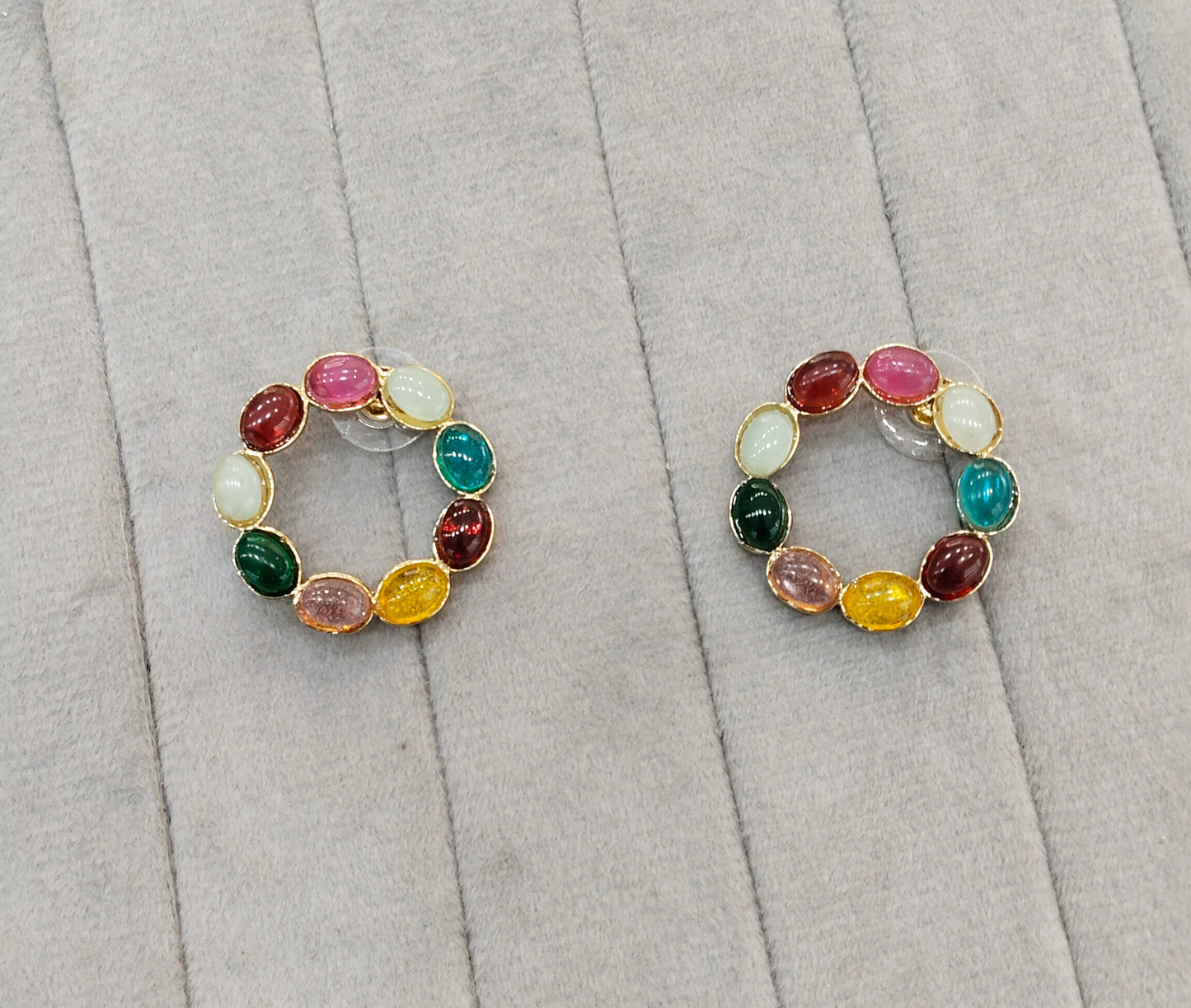 Multi Color Antique Gold Stud Bollywood Shota Earrings
