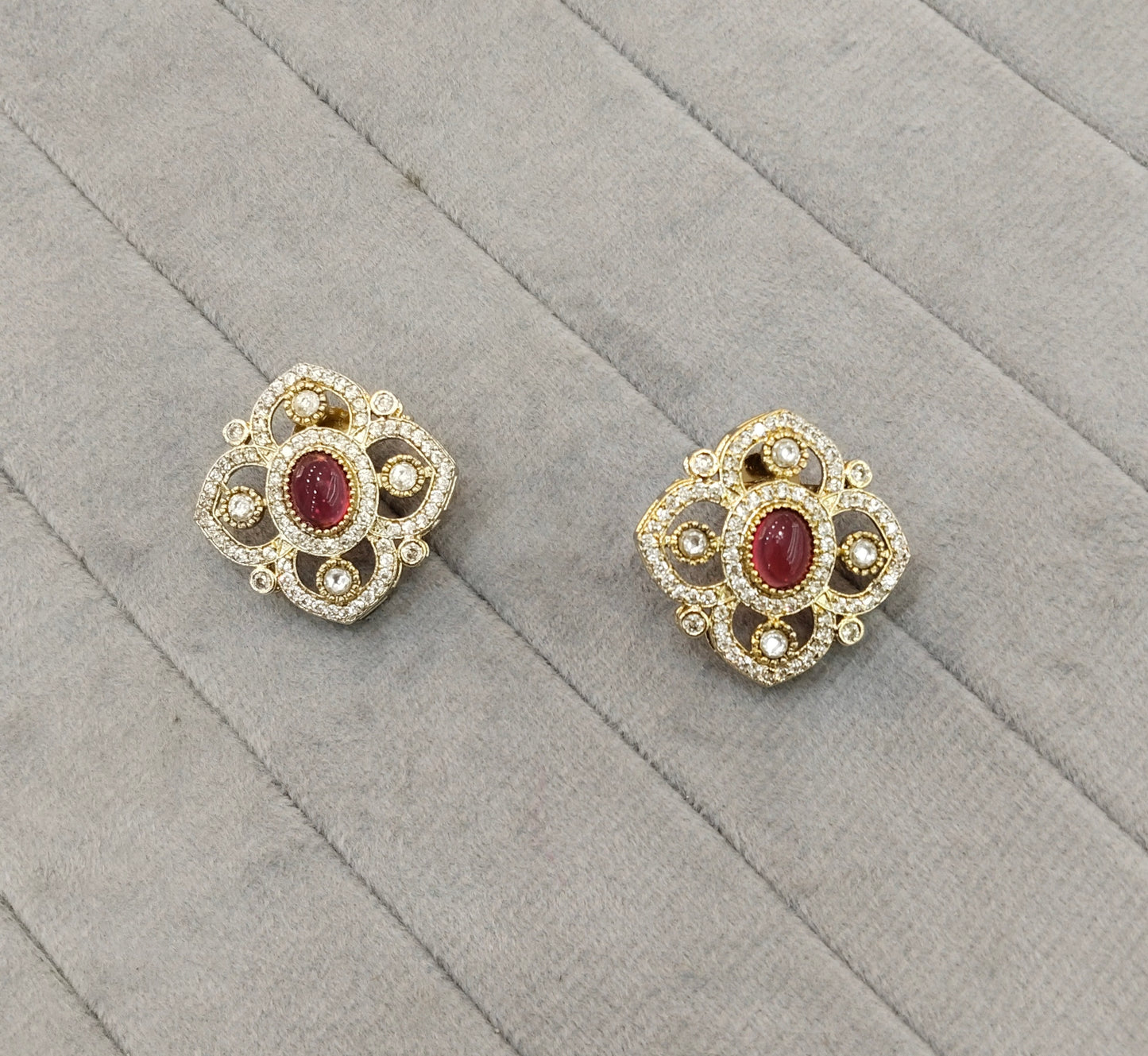 Ruby Moissanite Kundan Bollywood Dhillon Earrings