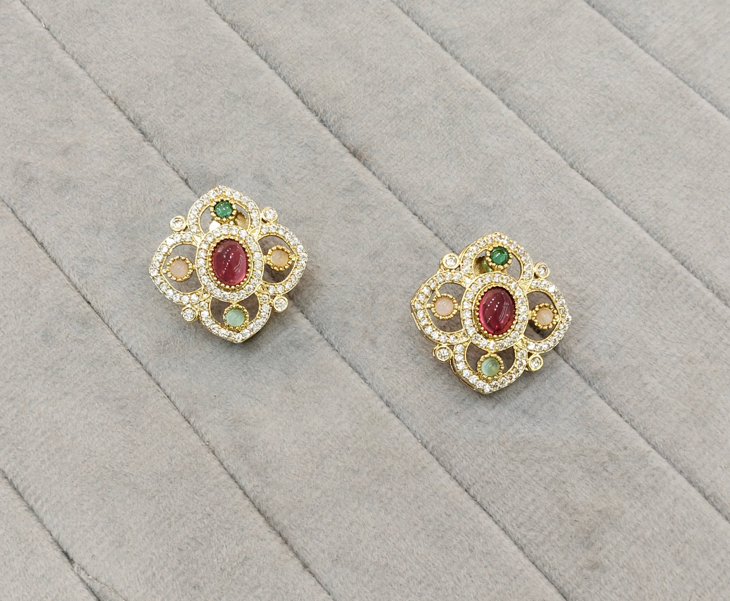 Multi Color Moissanite Kundan Bollywood Dhillon Earrings