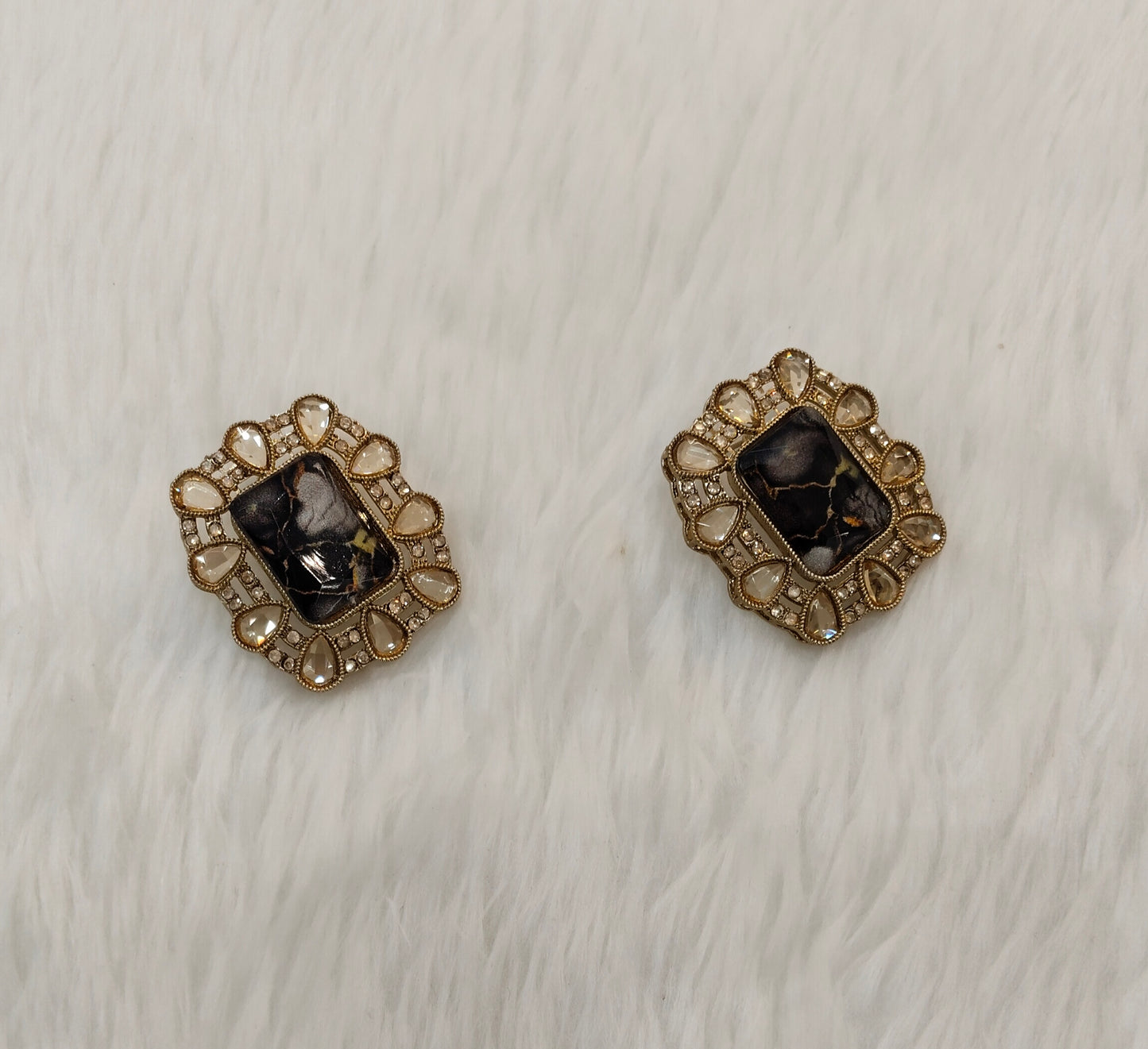 Black Antique Gold Bollywood Jandu Earrings