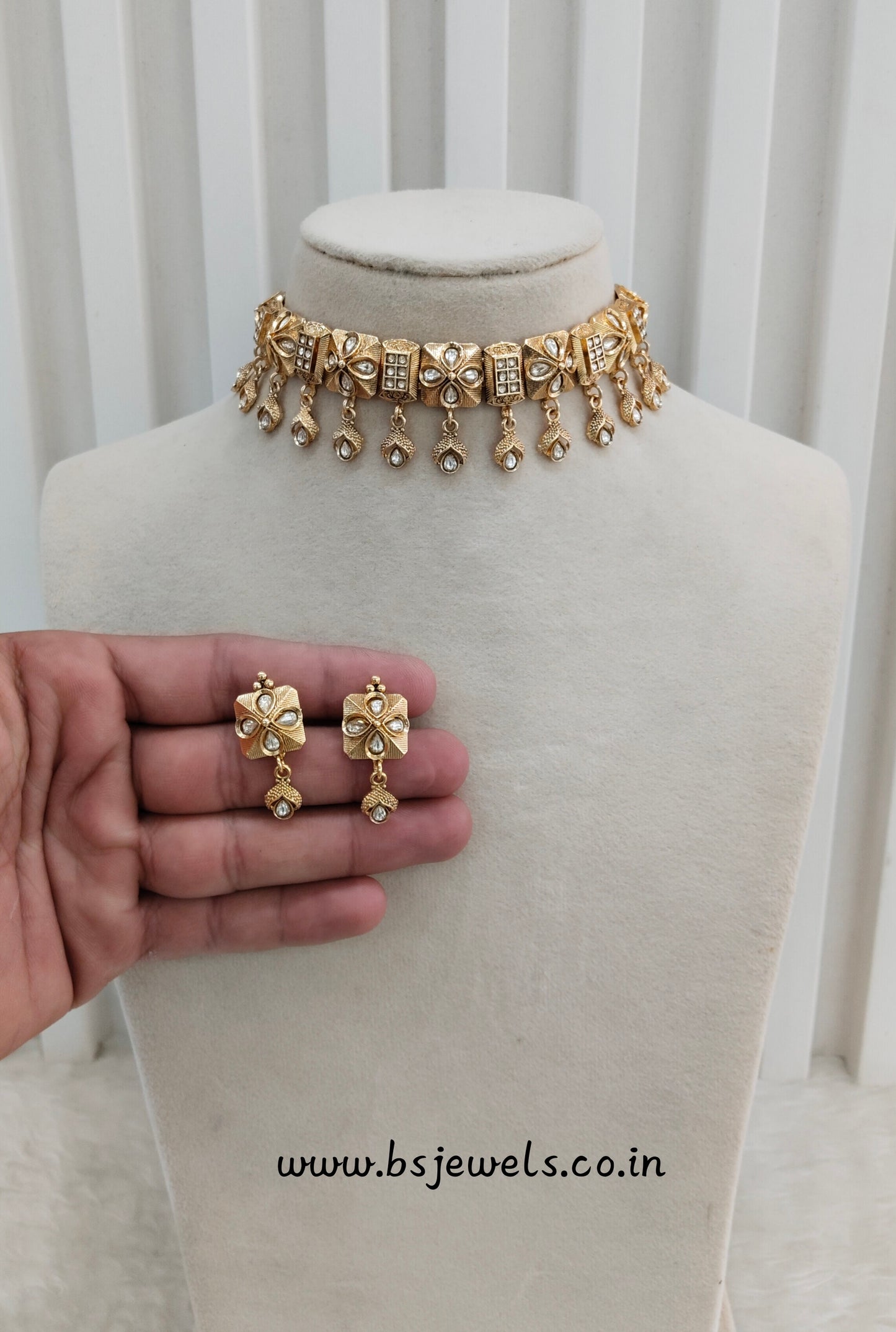 Gold Polki Choker Jewellery Romeo Set