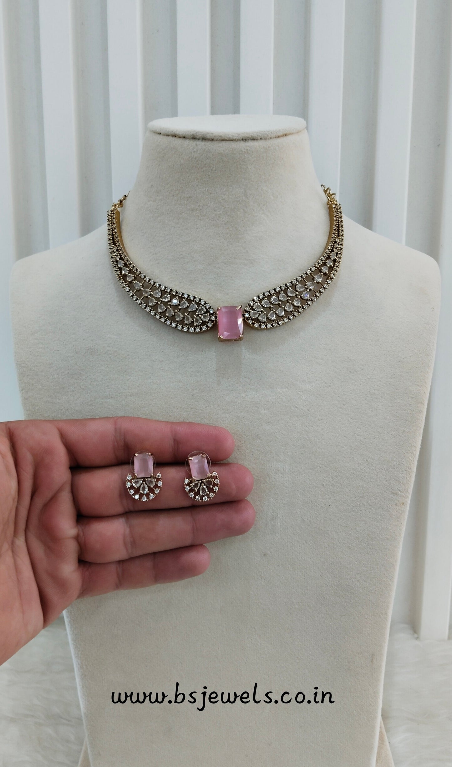 Pink CZ Necklace Jewellery Armada Set