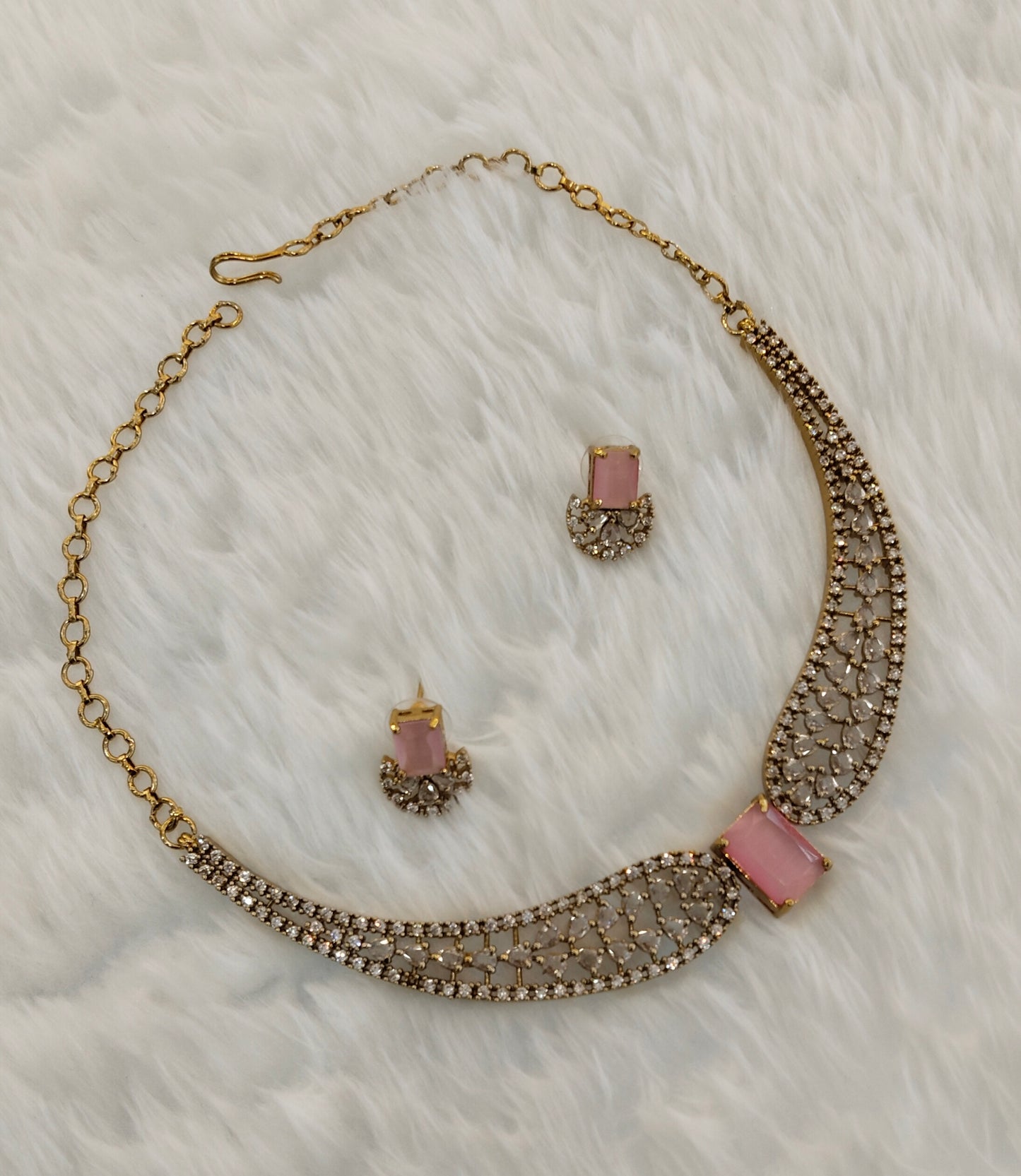 Pink CZ Necklace Jewellery Armada Set