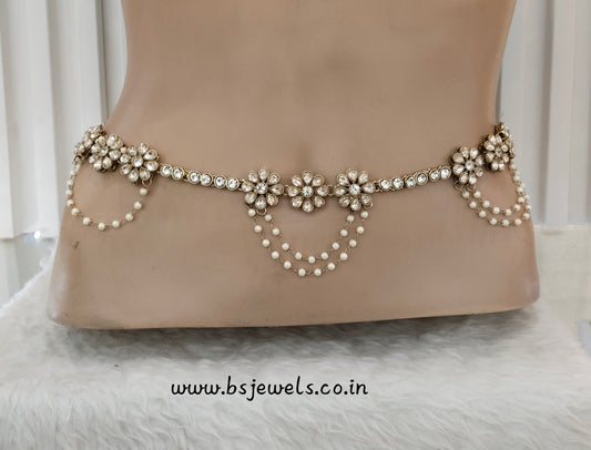 Antique Gold Crystal Stone Belly Chain kamarbelt Saree Chain
