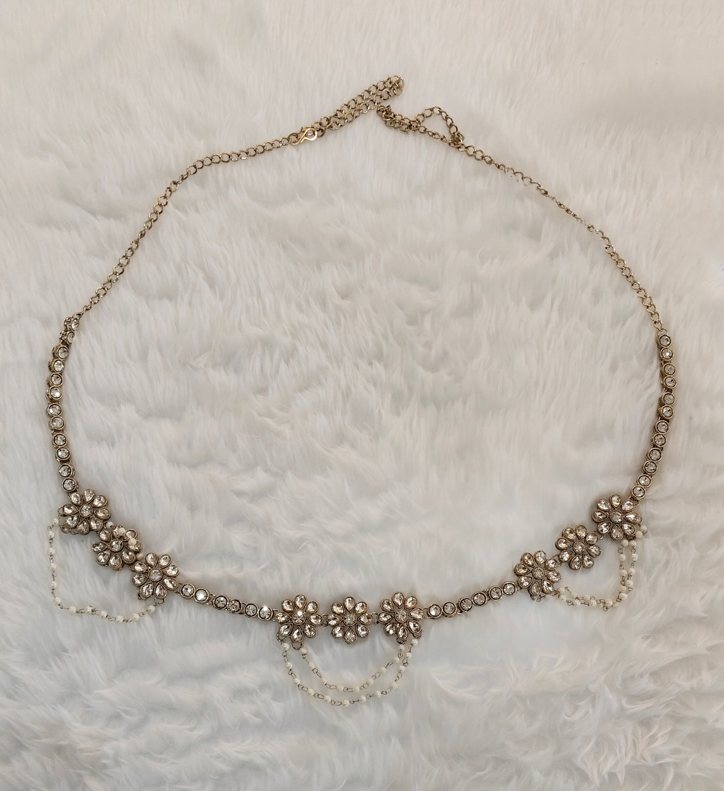 Antique Gold Crystal Stone Belly Chain kamarbelt Saree Chain