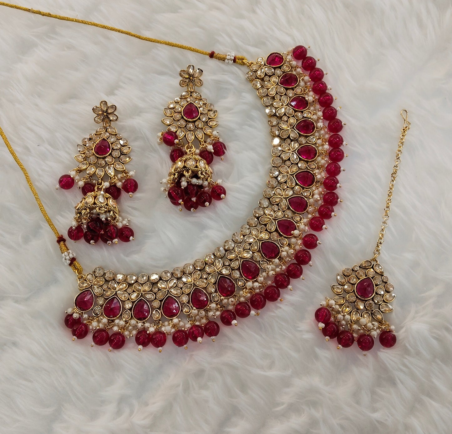 Majenta Kundan Necklace Jewellery Krishn Set