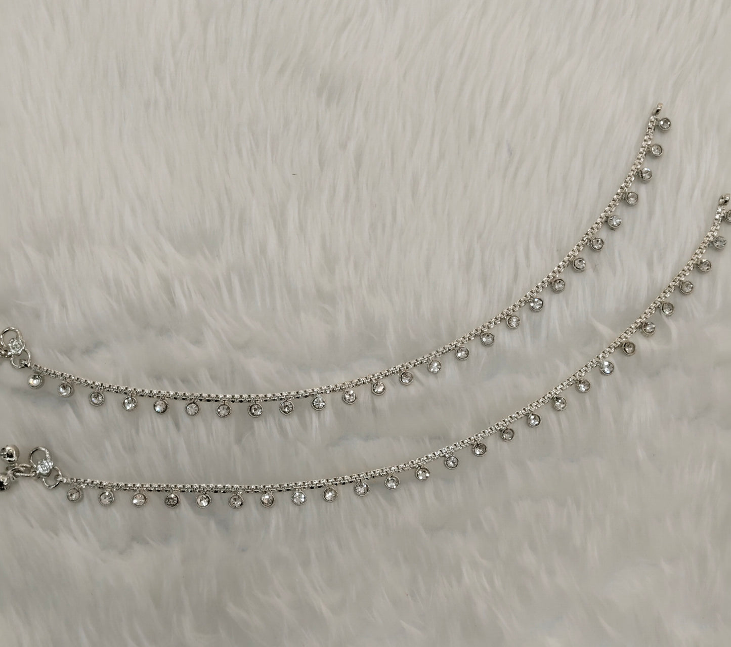Silver White Anklets Jhanjar Payal Jewellery Prince Set