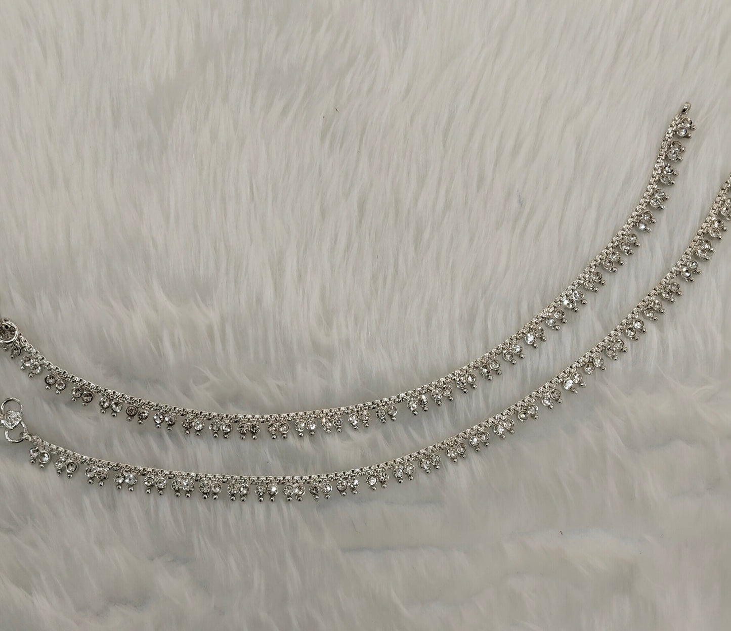 Silver White Anklets Jhanjar Payal Jewellery Prince Set