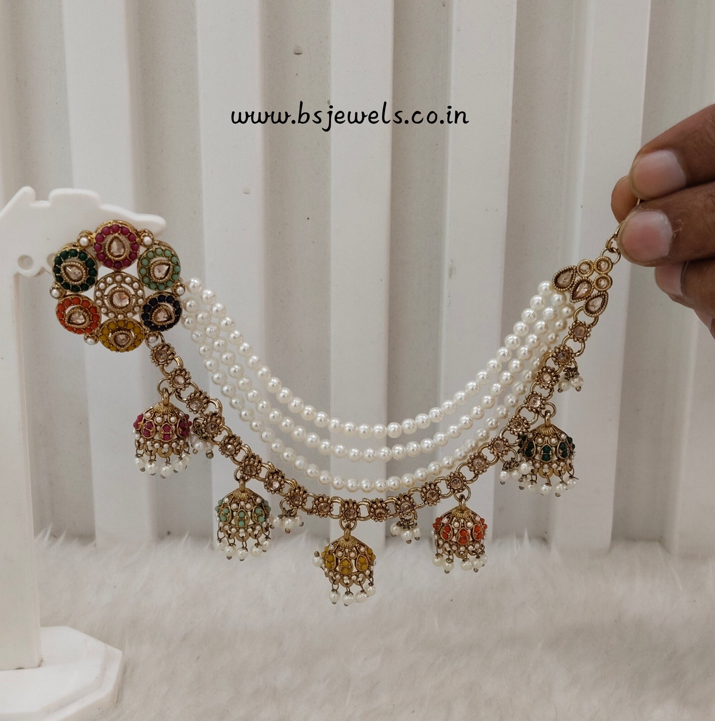 Multi Color Antique Gold Bahuballi Style Bollywood Earrings