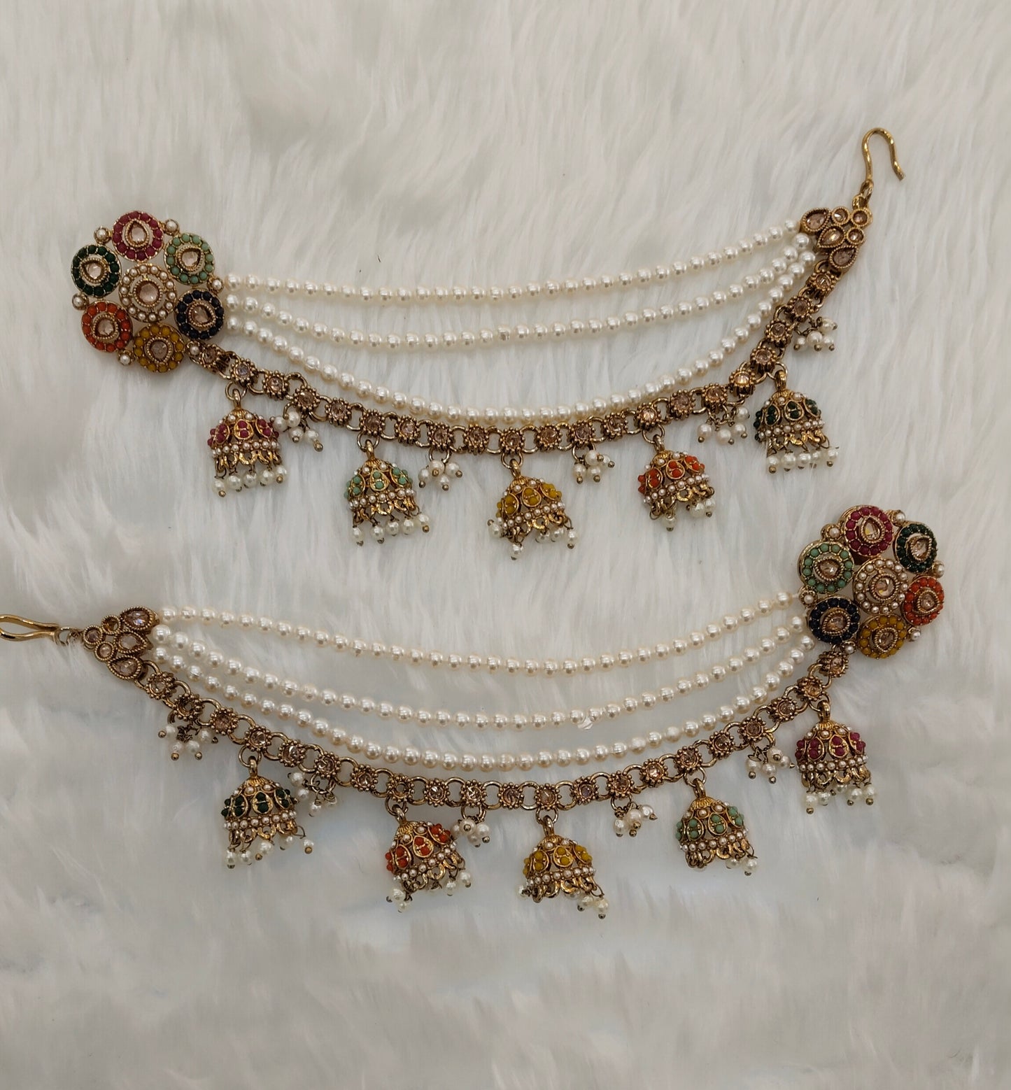 Multi Color Antique Gold Bahuballi Style Bollywood Earrings