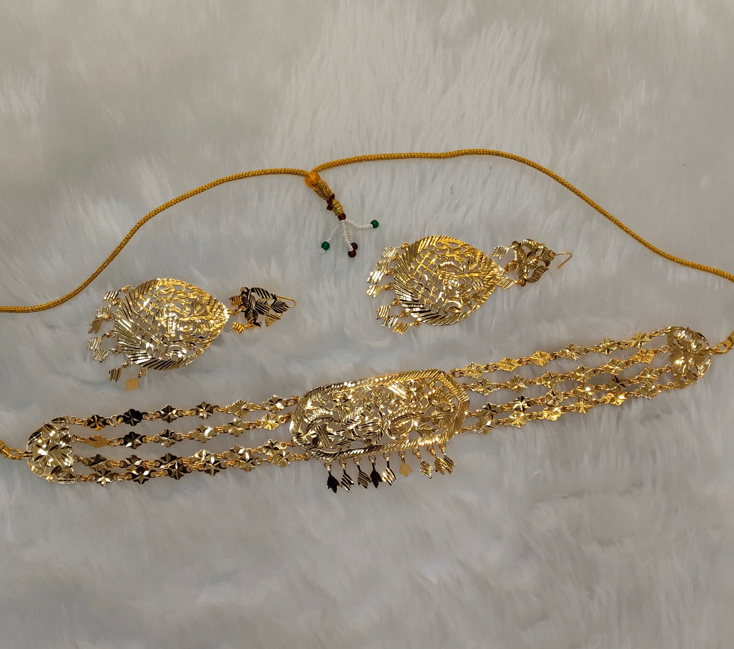 Gold Jadau Punjabi Style Patra Choker Jewellery Sultan Set