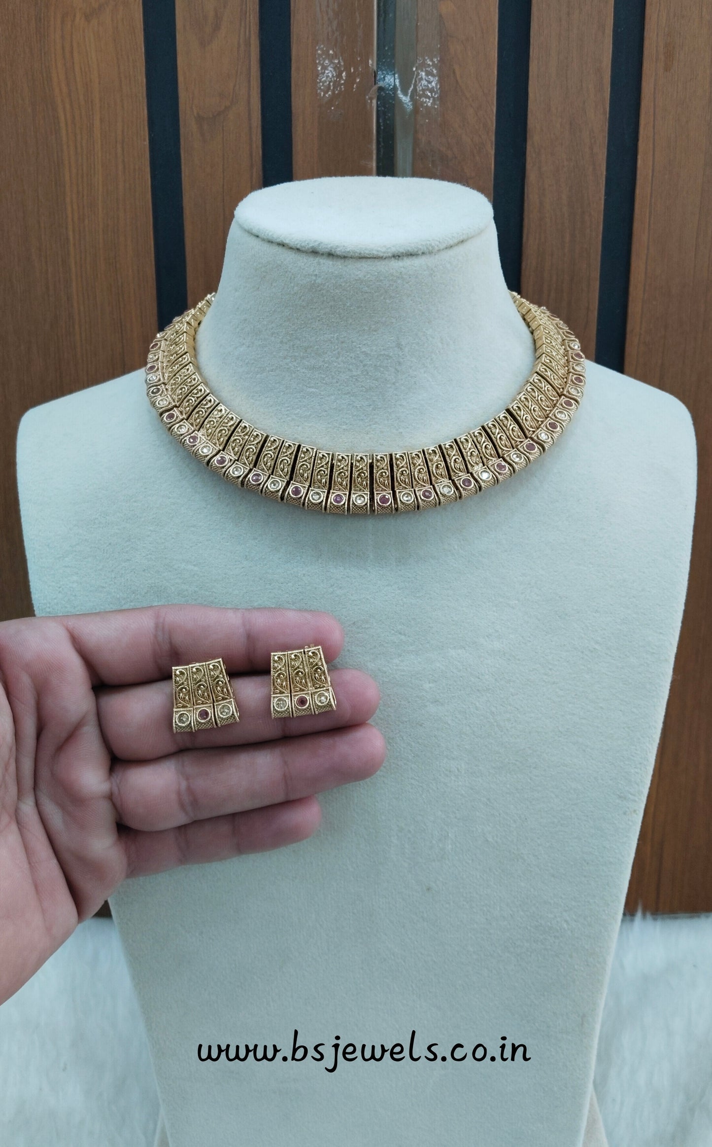 Ruby Gold Polki Necklace Jewellery Pawan Set