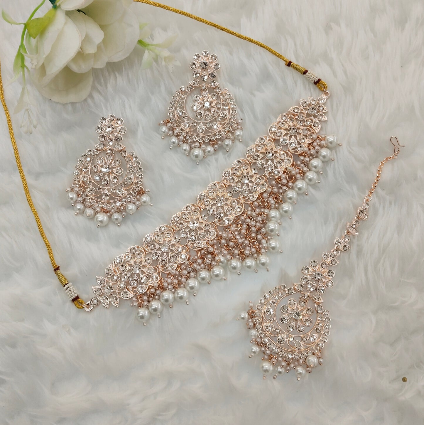 Rose Gold Choker Jewellery Sejal Set