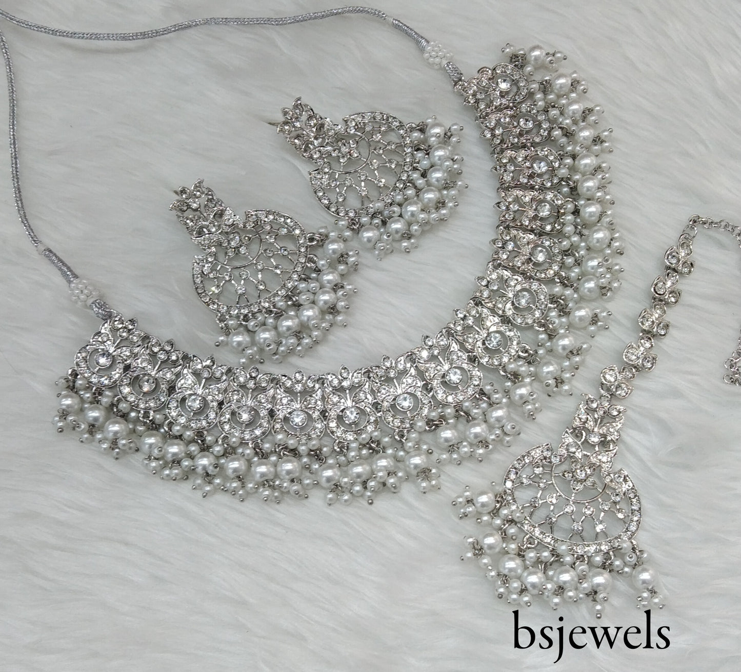 Silver Necklace Jewellery Isha Bollywood Set