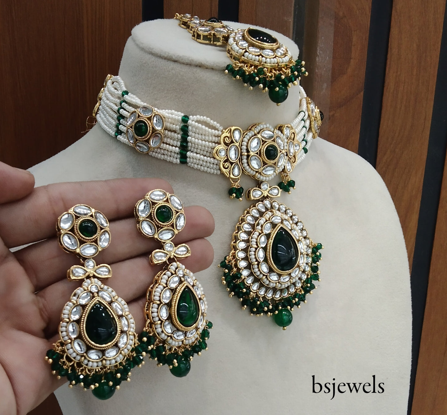 Green Kundan Choker Jewellery balwinder Set