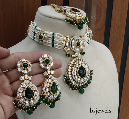 Green Kundan Choker Jewellery balwinder Set