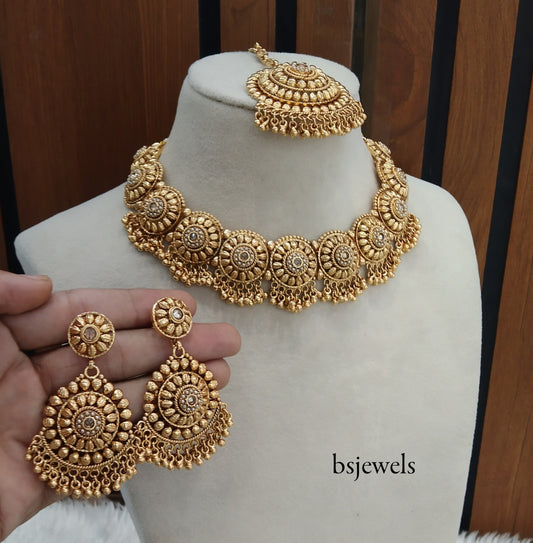 Gold Polki Necklace Jewellery Kiran Set
