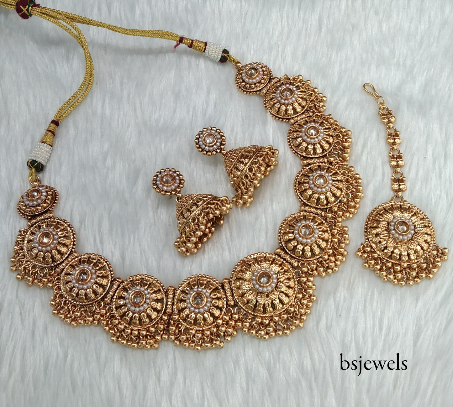 Gold Polki Necklace Jewellery Kiran Set