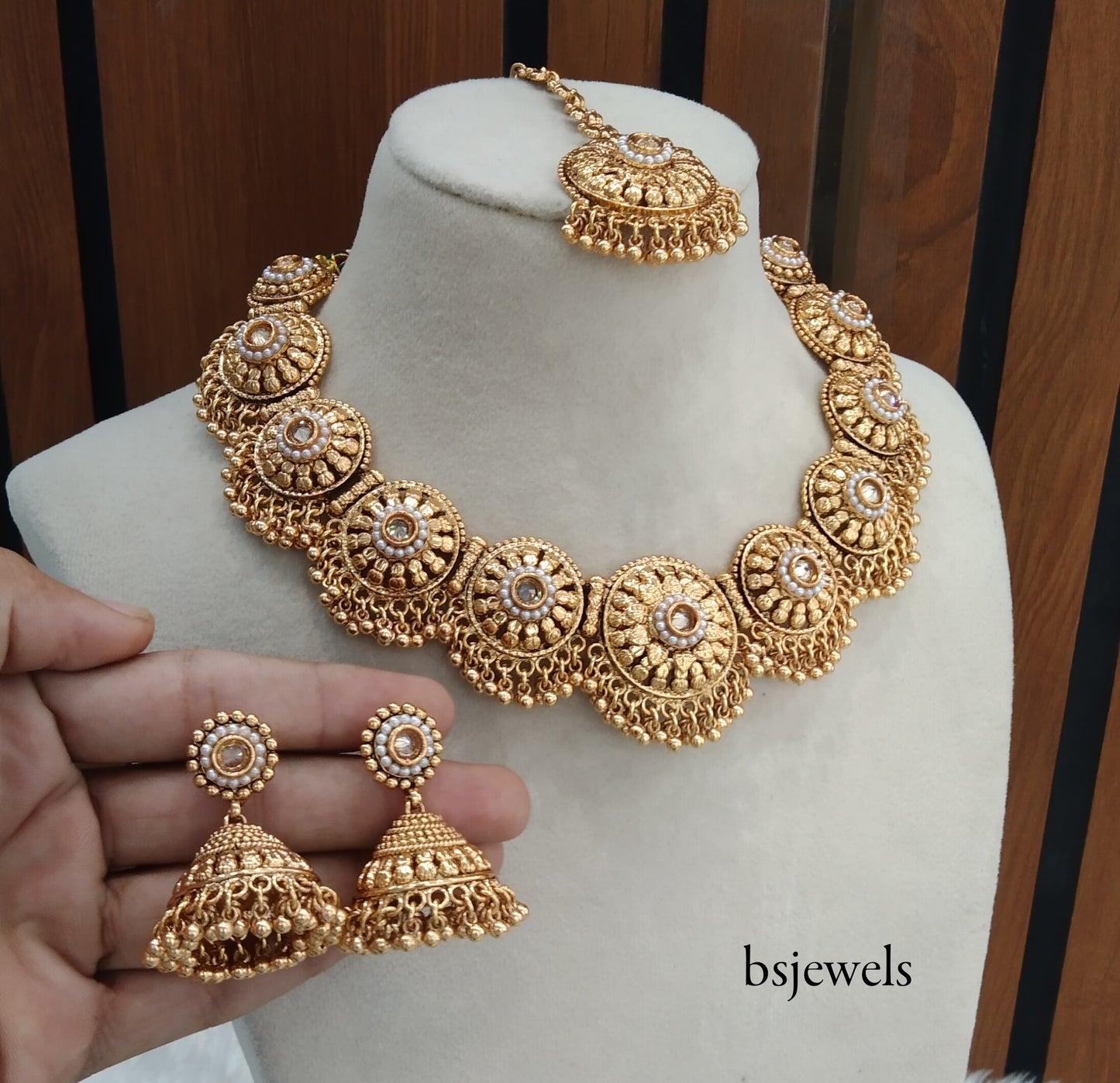 Gold Polki Necklace Jewellery Kiran Set