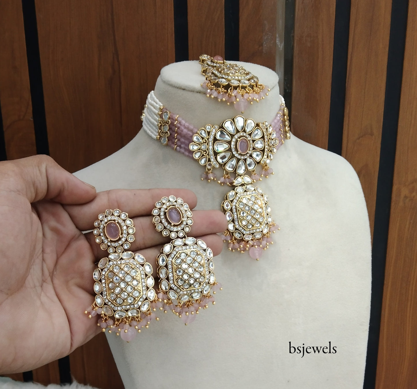 Baby Pink Kundan Choker Jewellery Joti Set