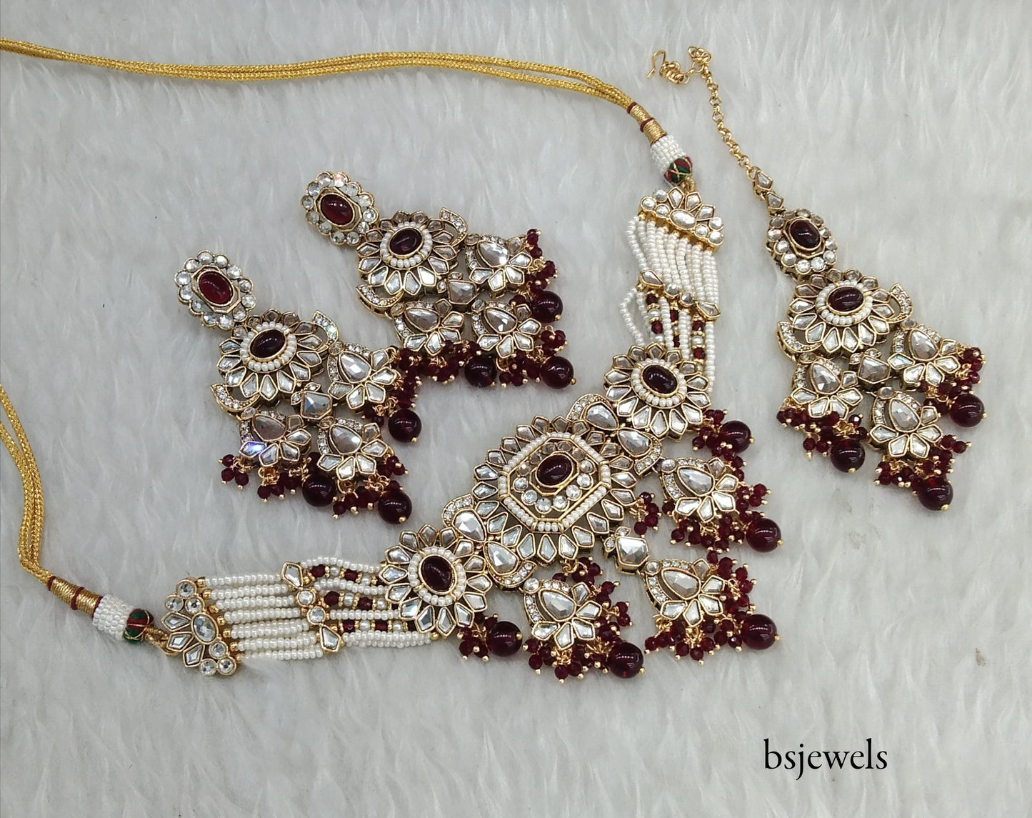 Maroon Kundan Choker Jewellery Lovely Sets