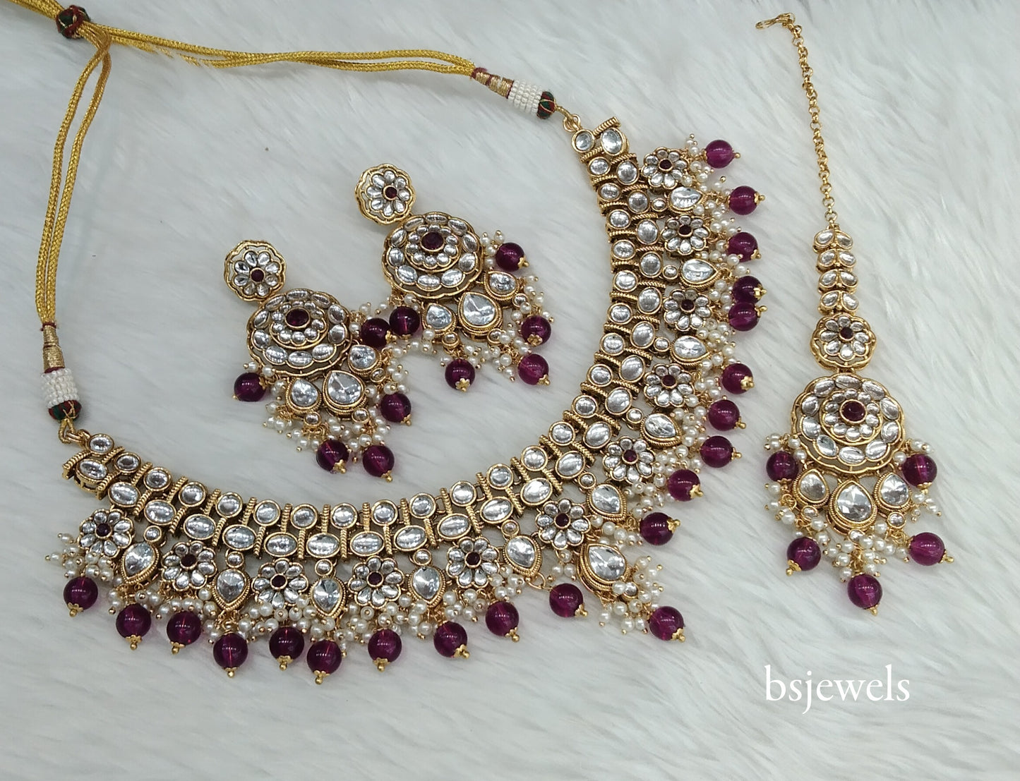 Purple Kundan Necklace Rekha sets