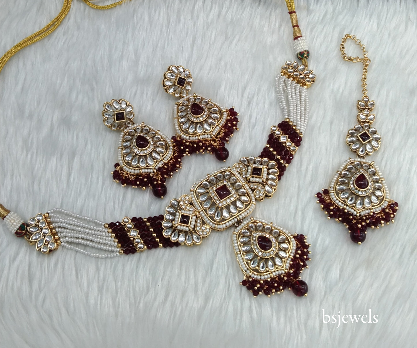 Maroon Kundan Choker Jewellery Reetu Sets
