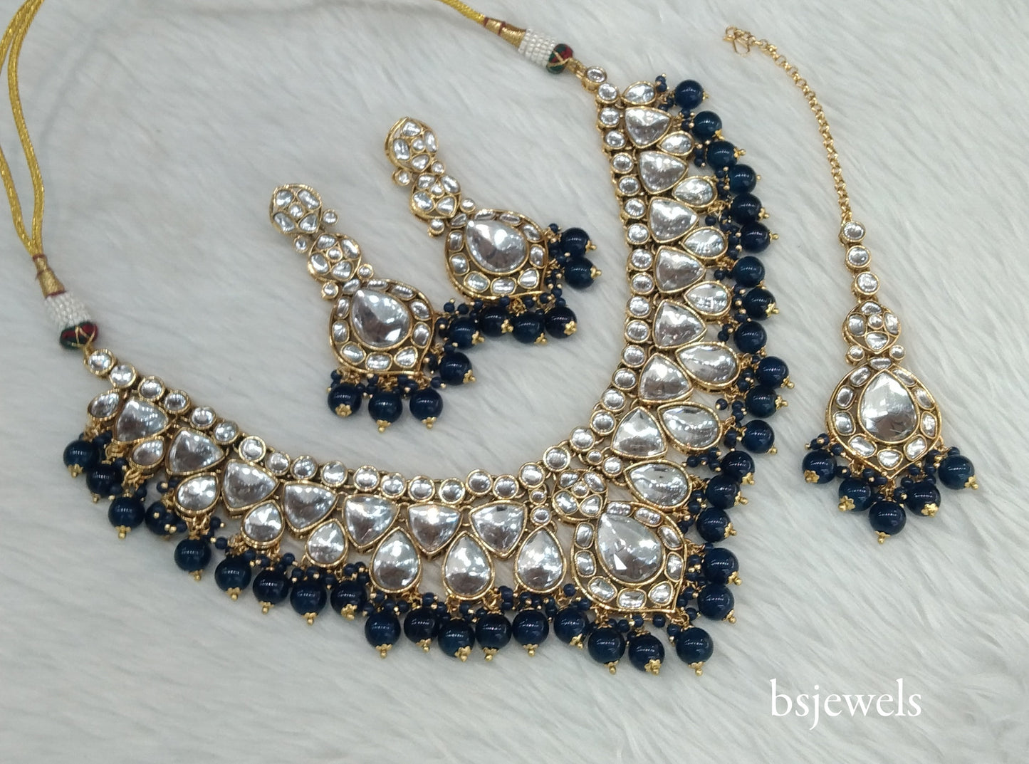 Blue Kundan Necklace Mekha sets
