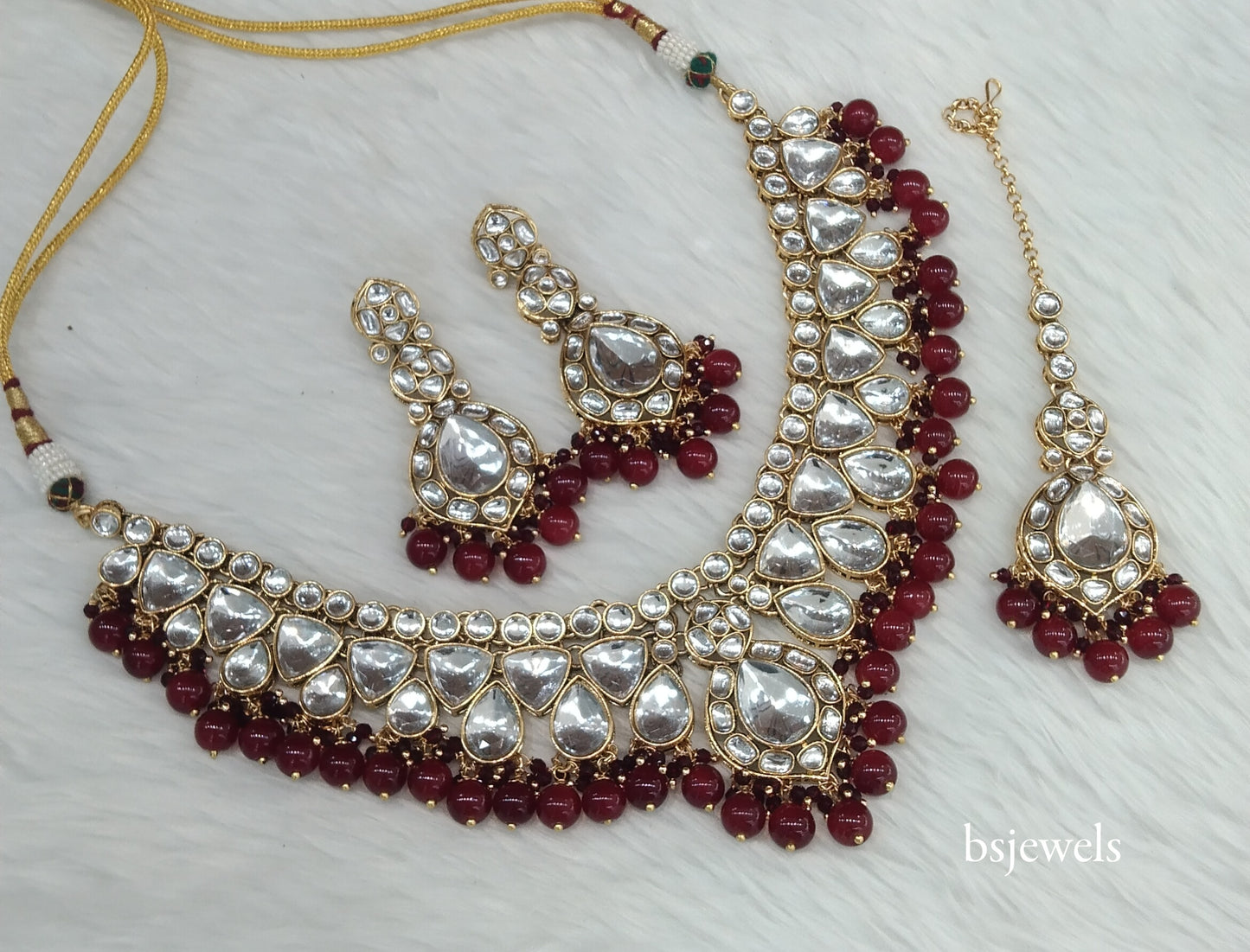 Maroon Kundan Necklace Mekha sets
