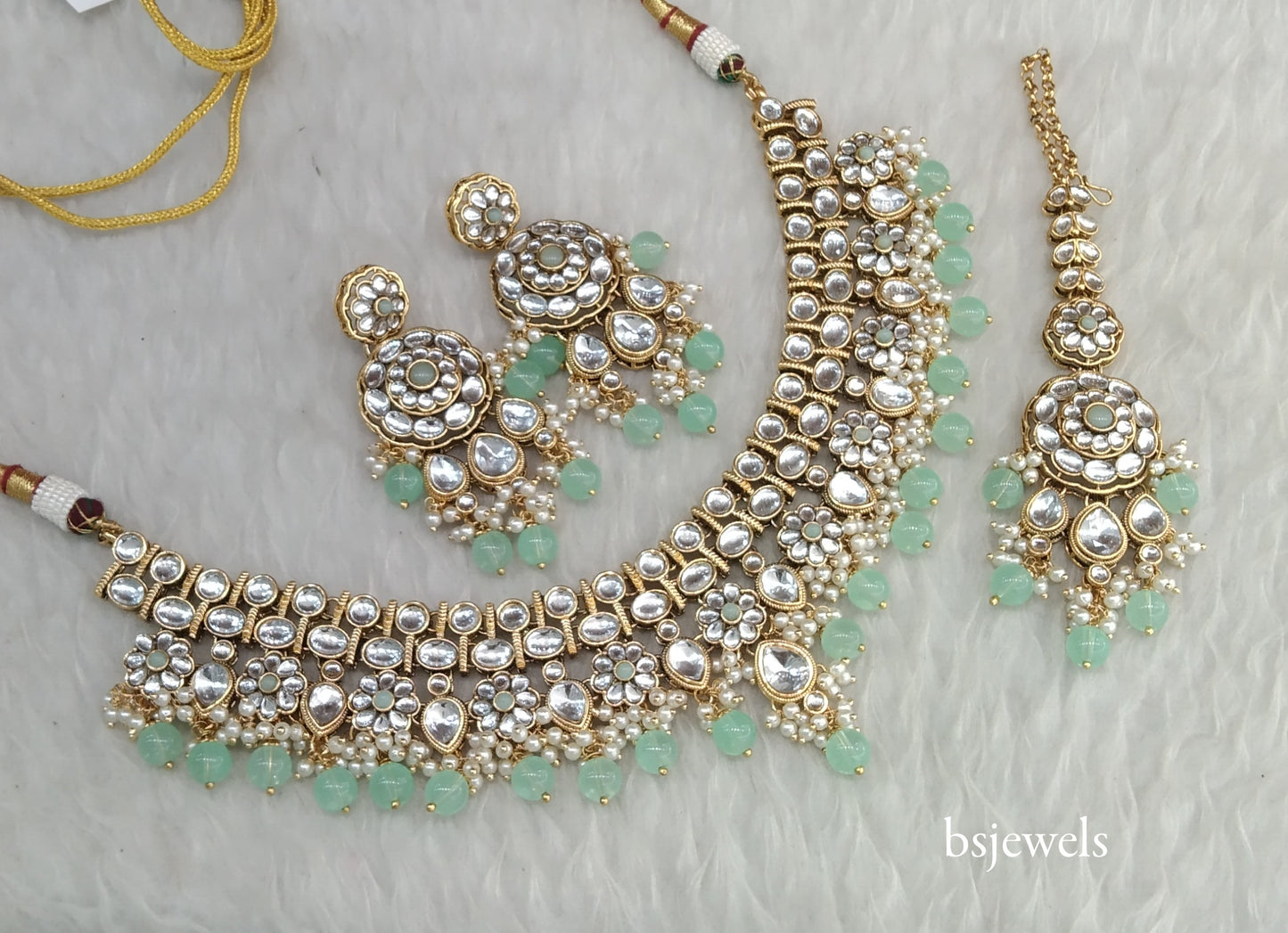 Mint Kundan Necklace Simran sets