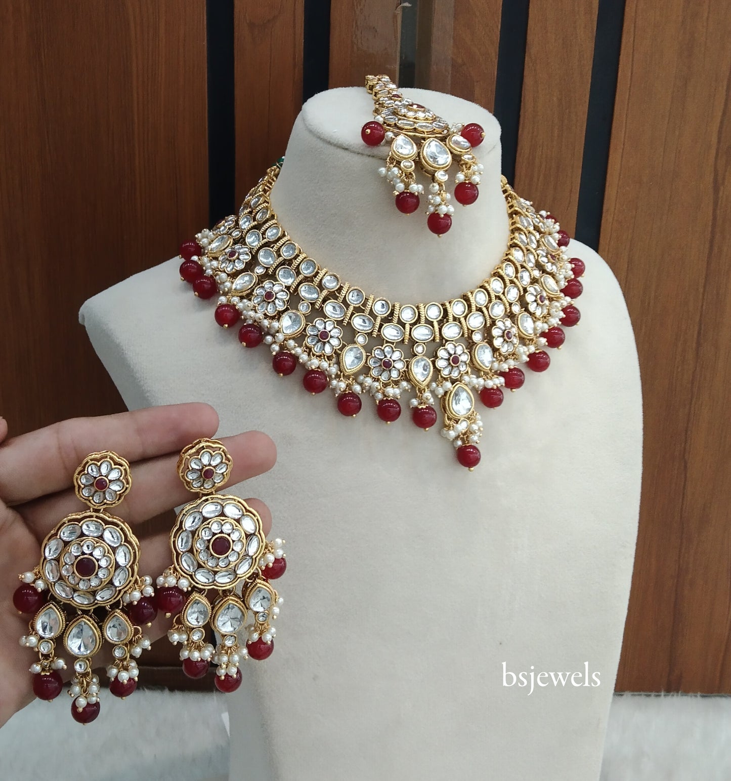 Maroon Kundan Necklace Simran sets