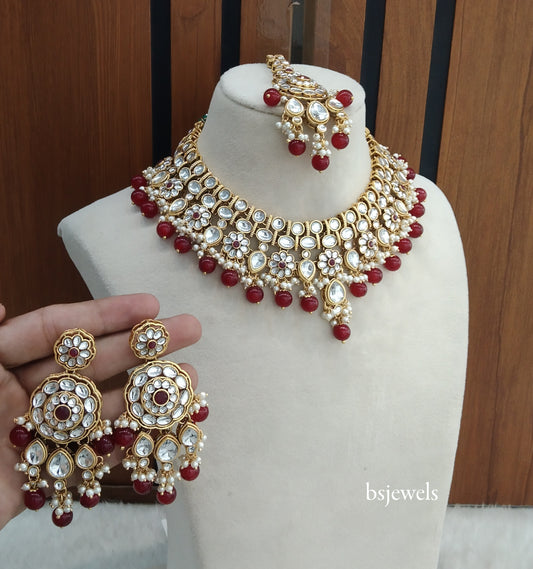 Maroon Kundan Necklace Simran sets